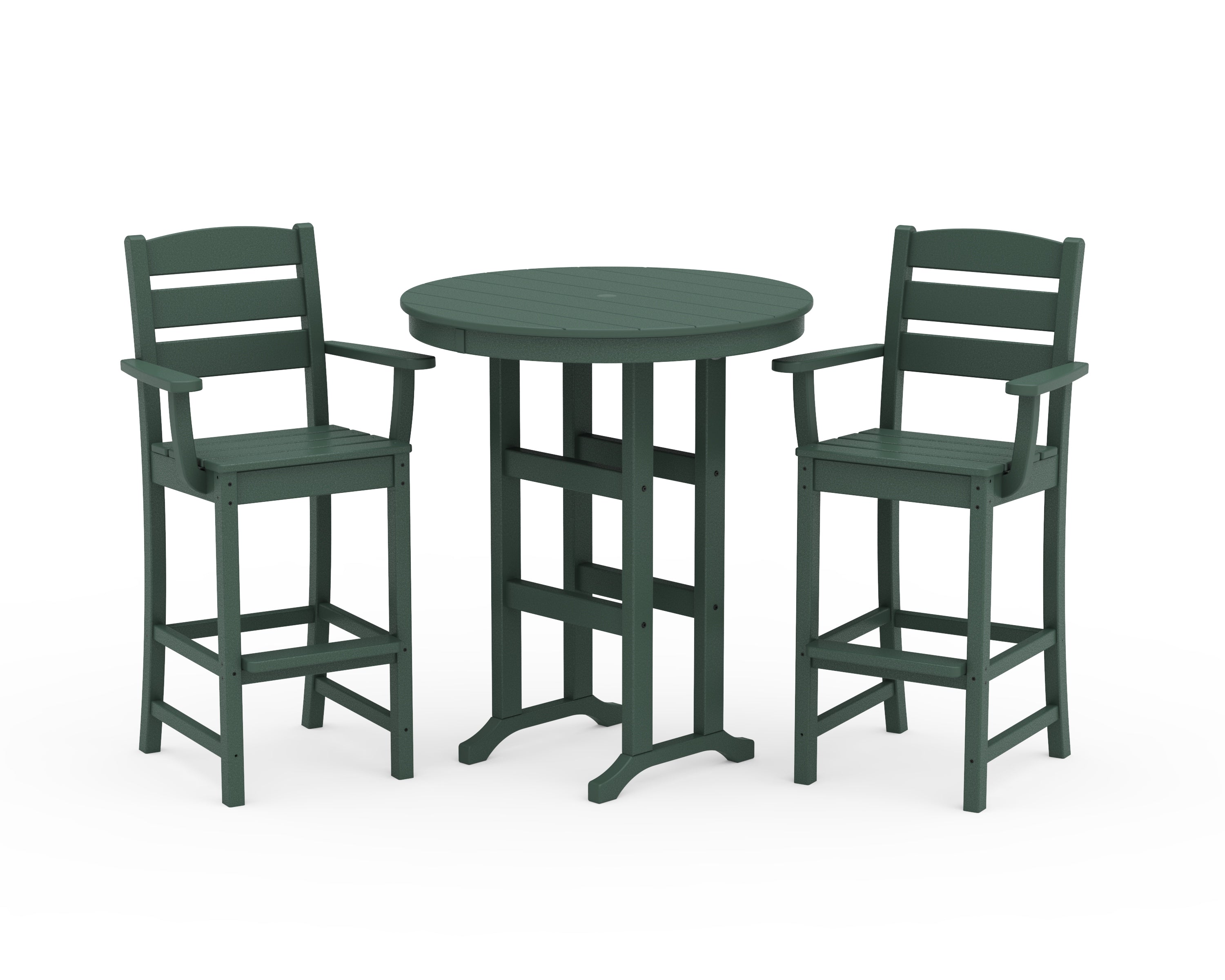 POLYWOOD® Lakeside 3-Piece Round Bar Arm Chair Set in Green