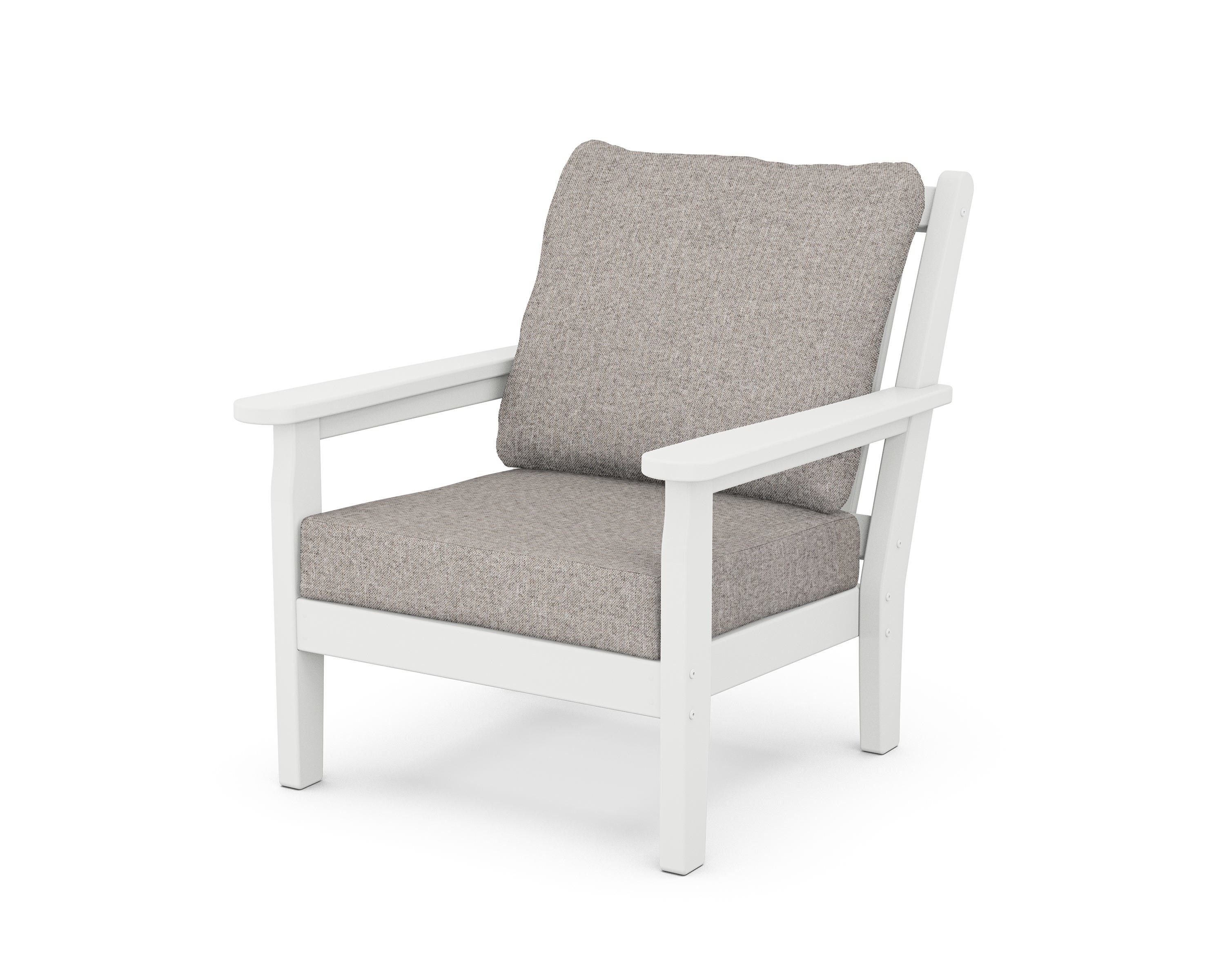 POLYWOOD® Chippendale Deep Seating Chair in White / Weathered Tweed