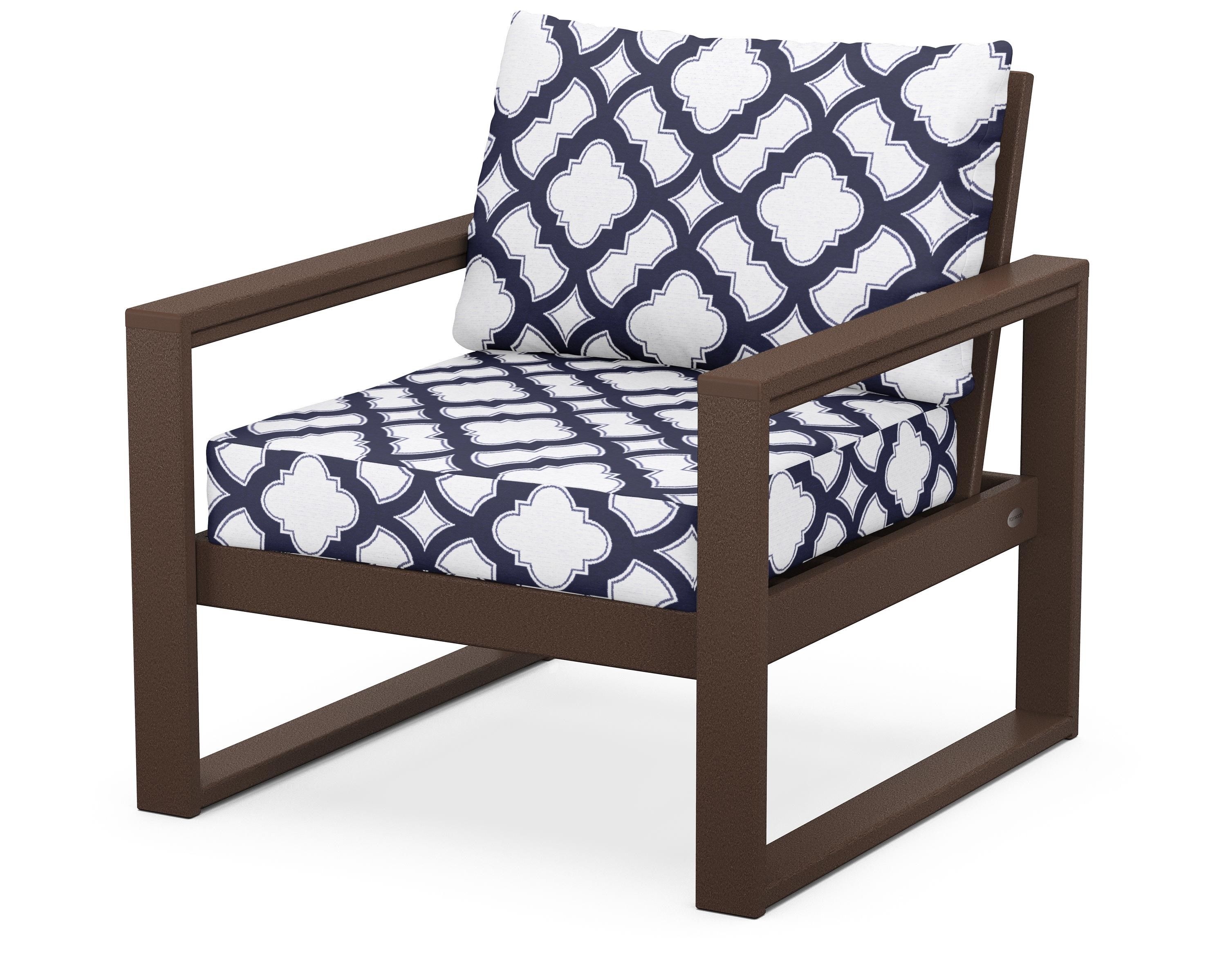 POLYWOOD® EDGE Club Chair in Mahogany / Trellis Navy
