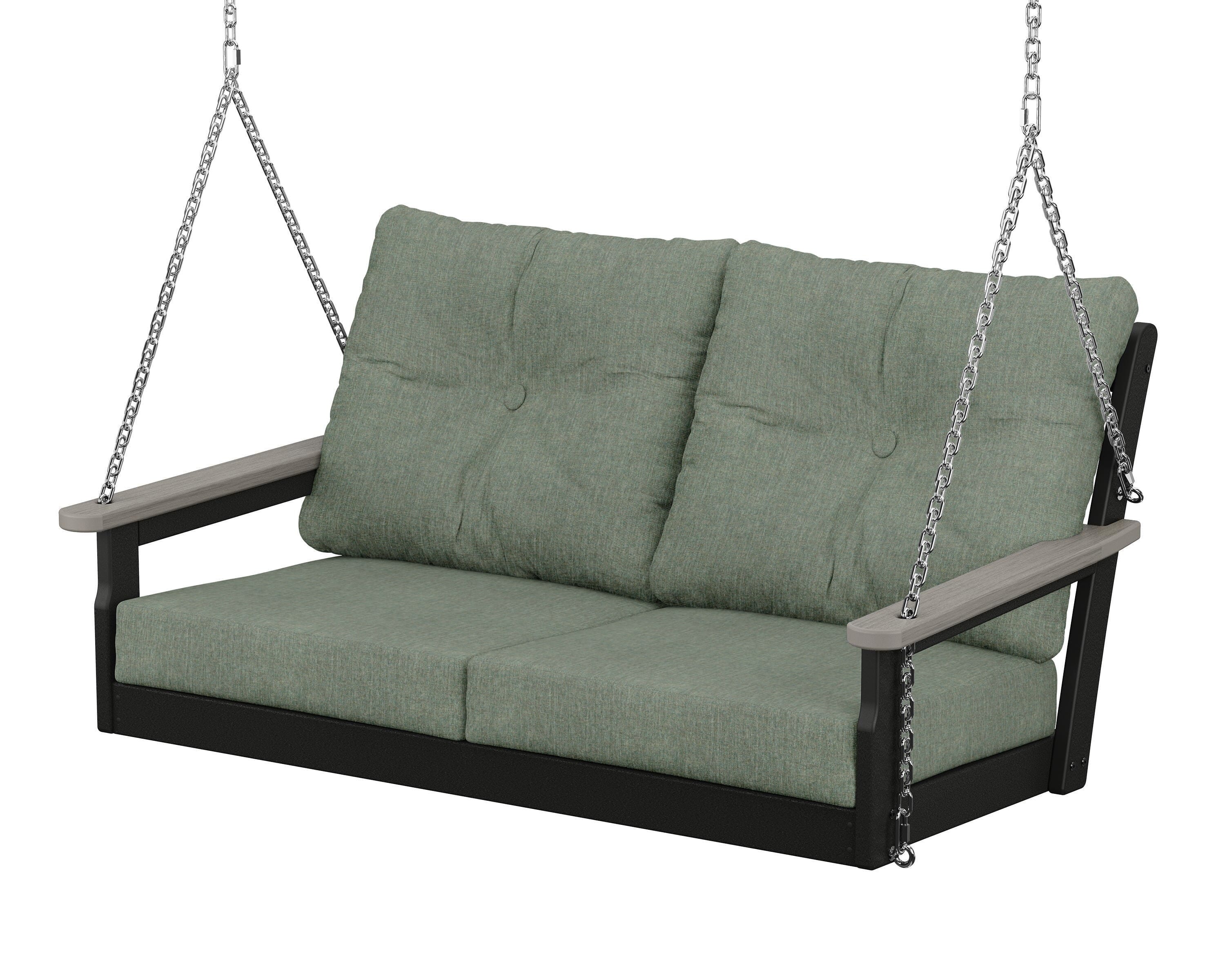 POLYWOOD® Vineyard Deep Seating Swing in Black / Driftwood / Cast Sage