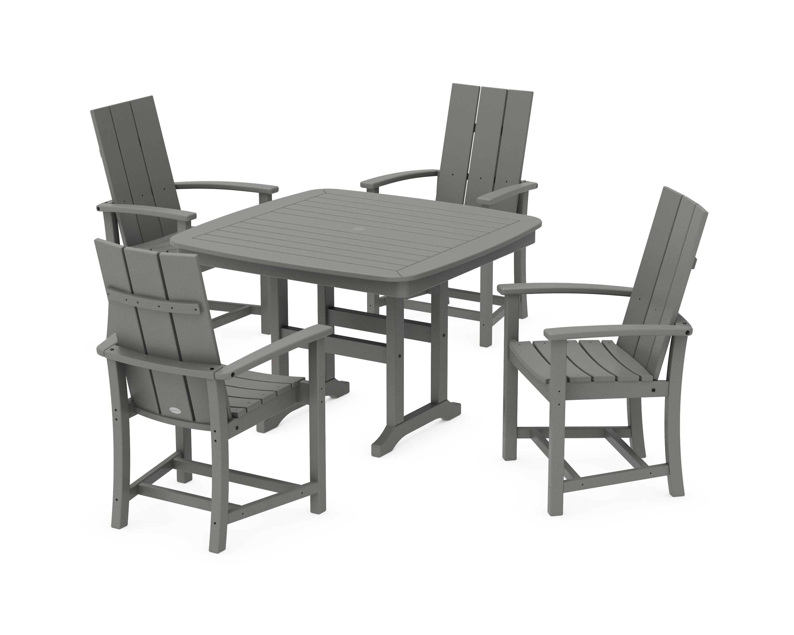 POLYWOOD® Modern Adirondack 5-Piece Dining Set with Trestle Legs in Slate Grey