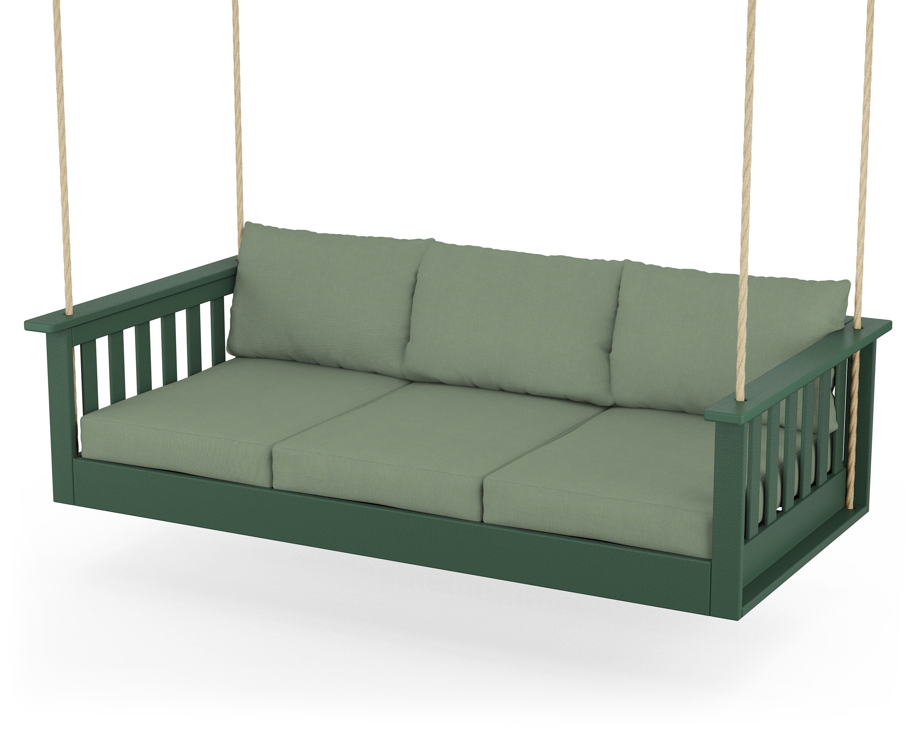 POLYWOOD® Vineyard Daybed Swing in Green / Exhale Rainwashed