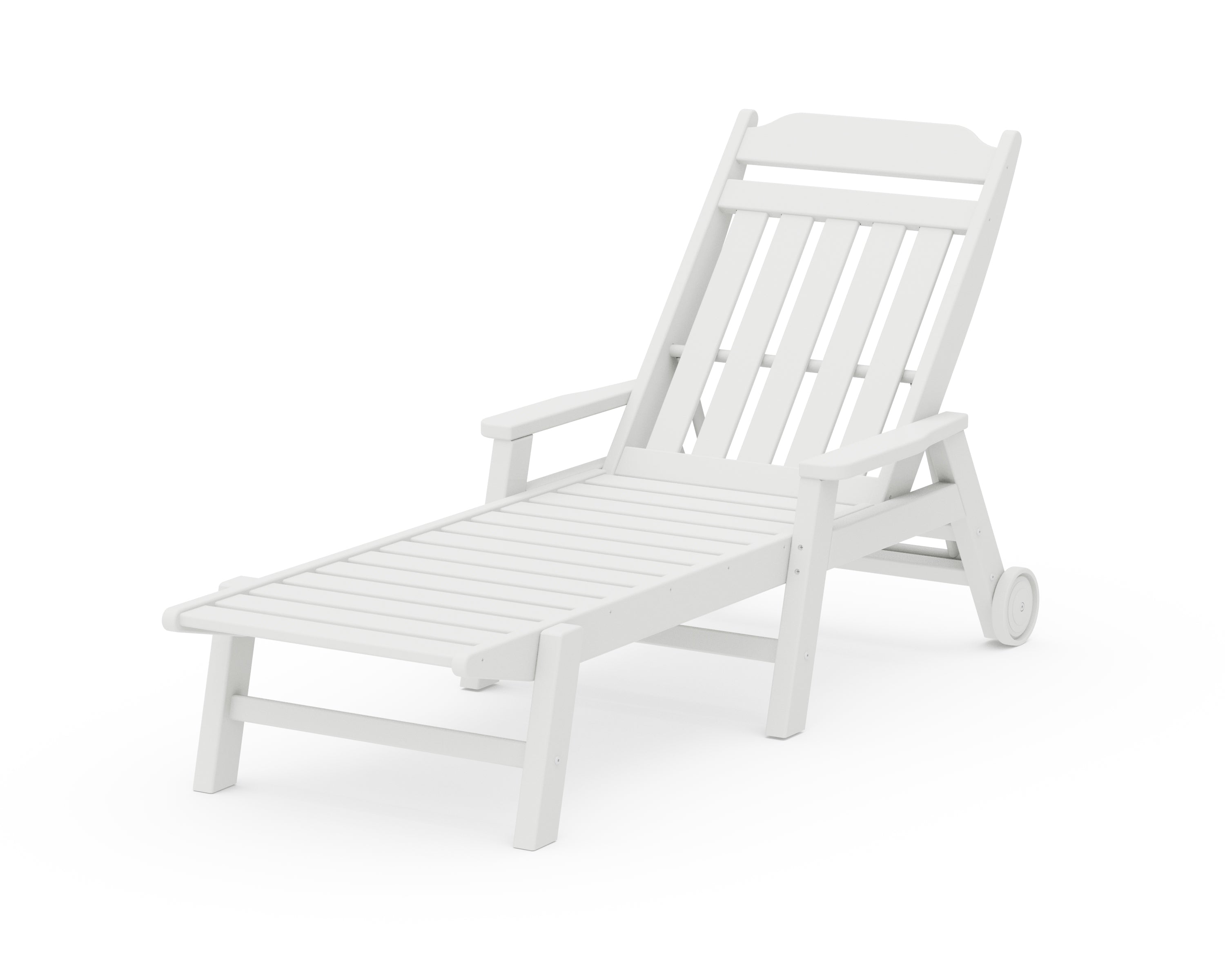 Country Living Cottage Chaise with Arms and Wheels in White