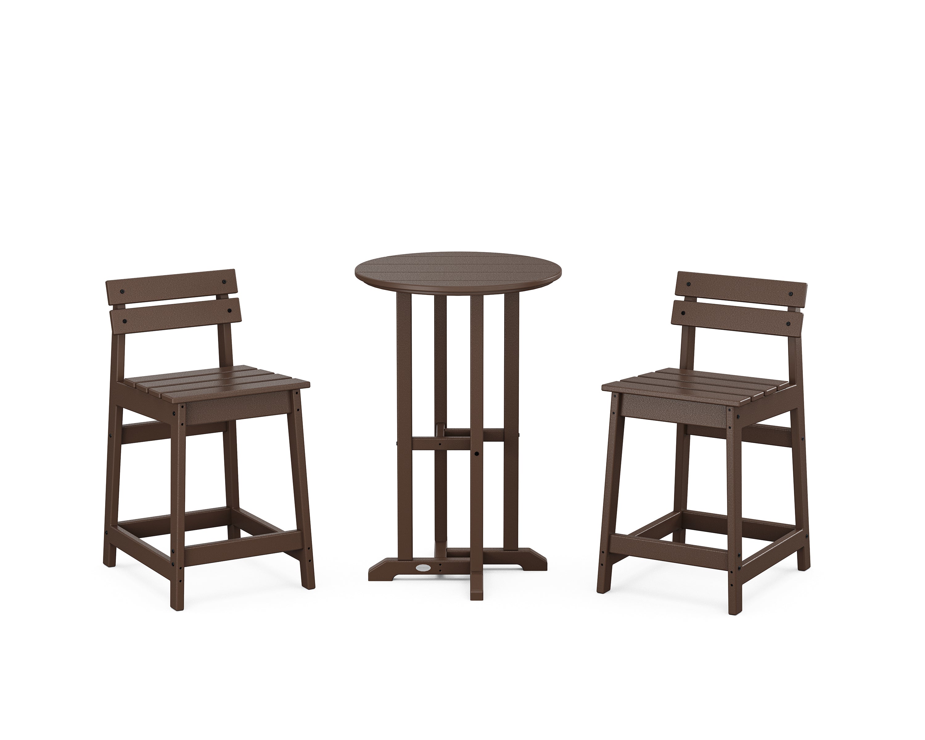 POLYWOOD® Modern Studio Plaza Lowback 3-Piece Bistro Counter Set in Mahogany