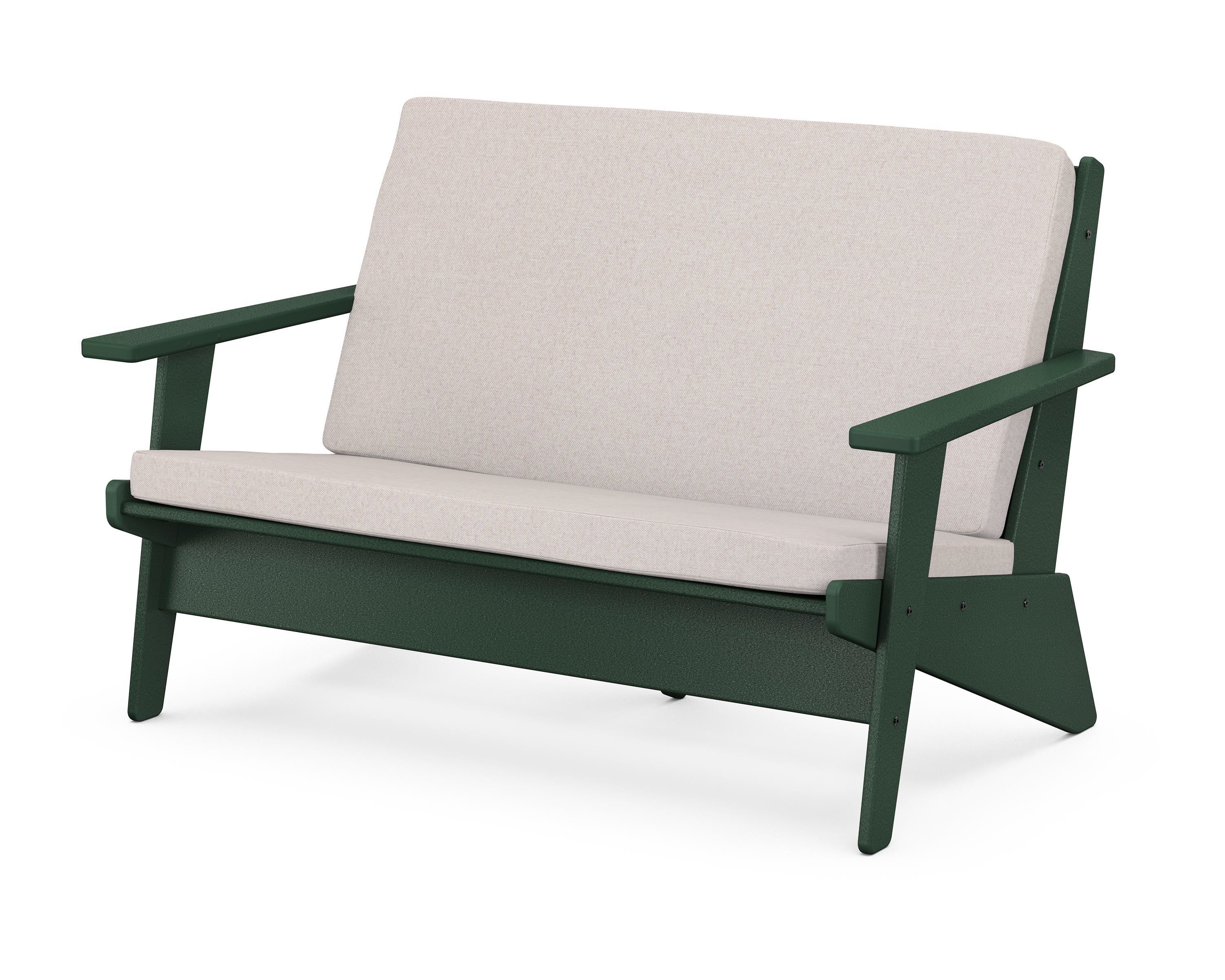 POLYWOOD® Riviera Modern Lounge Loveseat in Green / Dune Burlap