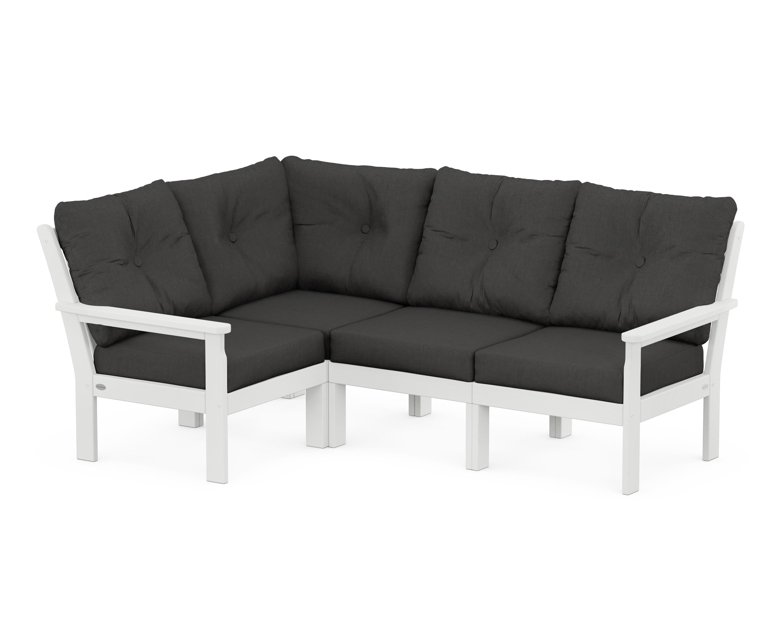 POLYWOOD® Vineyard 4-Piece Sectional in White / Spectrum Carbon