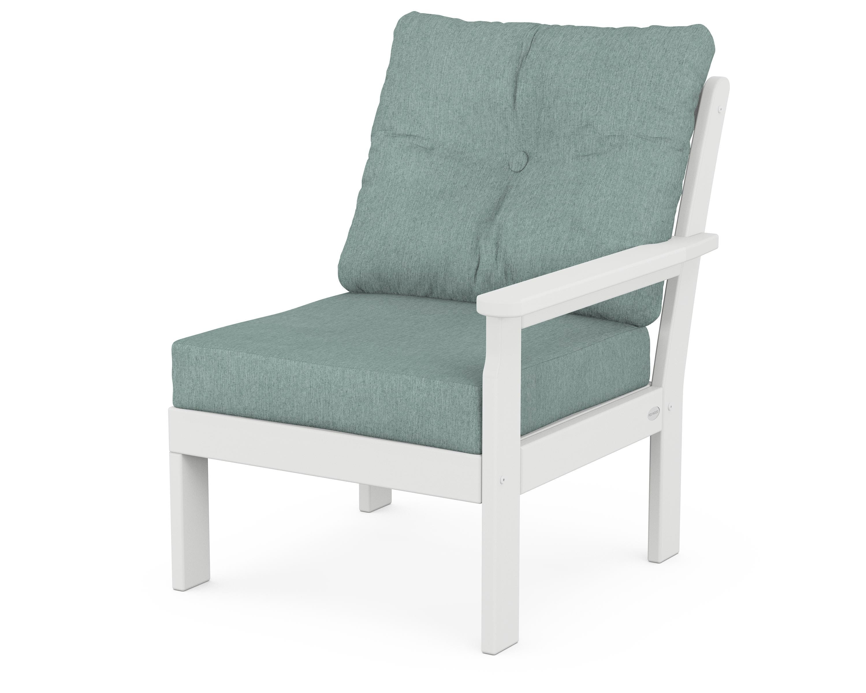 POLYWOOD® Vineyard Modular Right Arm Chair in White / Glacier Spa