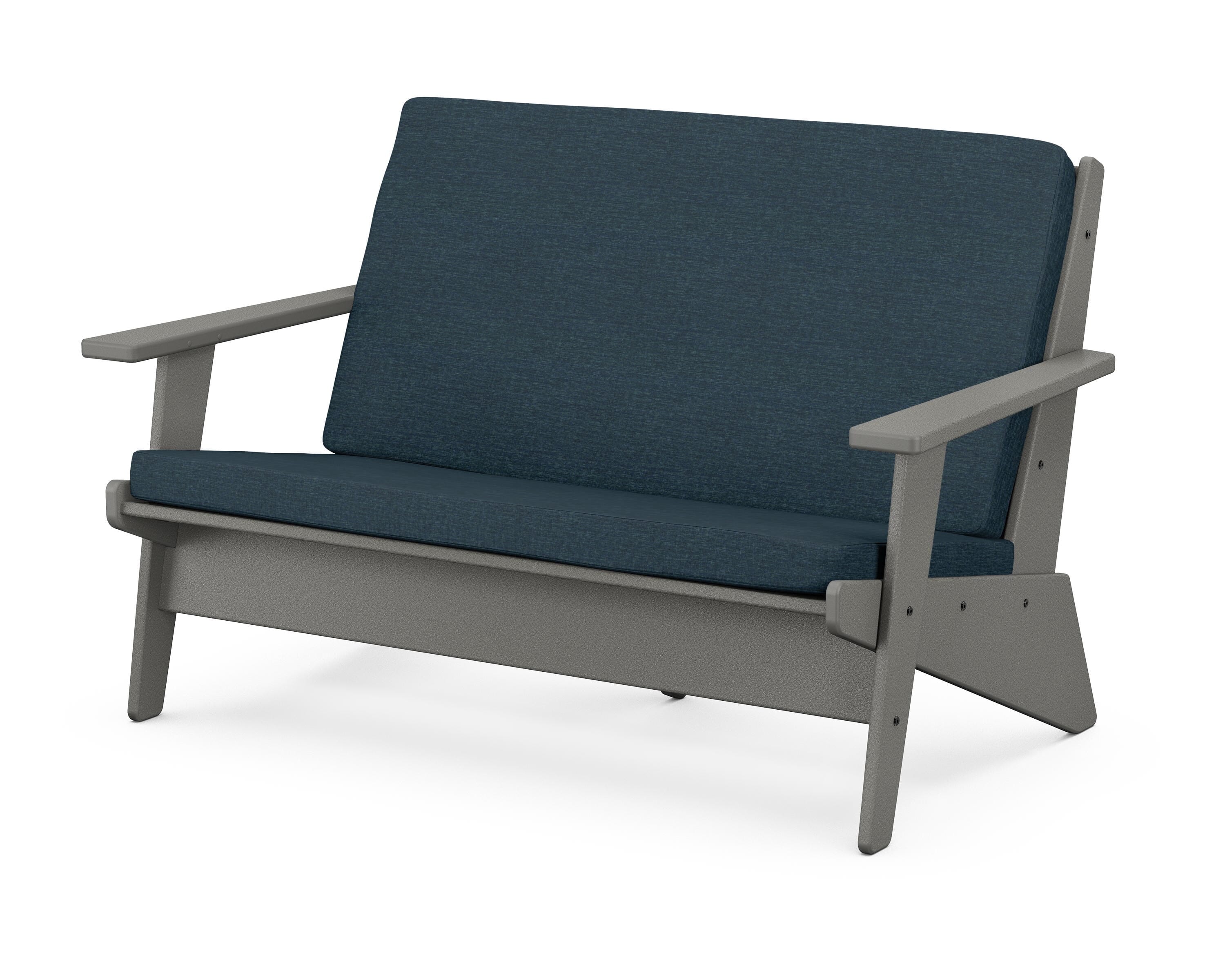 POLYWOOD® Riviera Modern Lounge Loveseat in Slate Grey / Platform Indigo