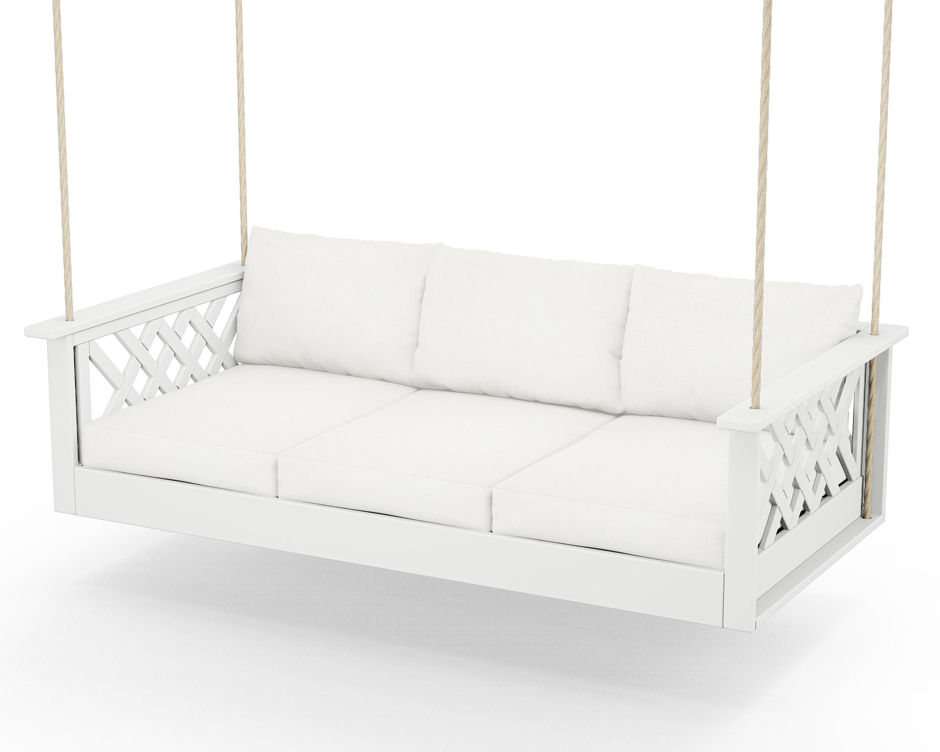 Country Living Wovendale Daybed Swing in White / Natural Linen