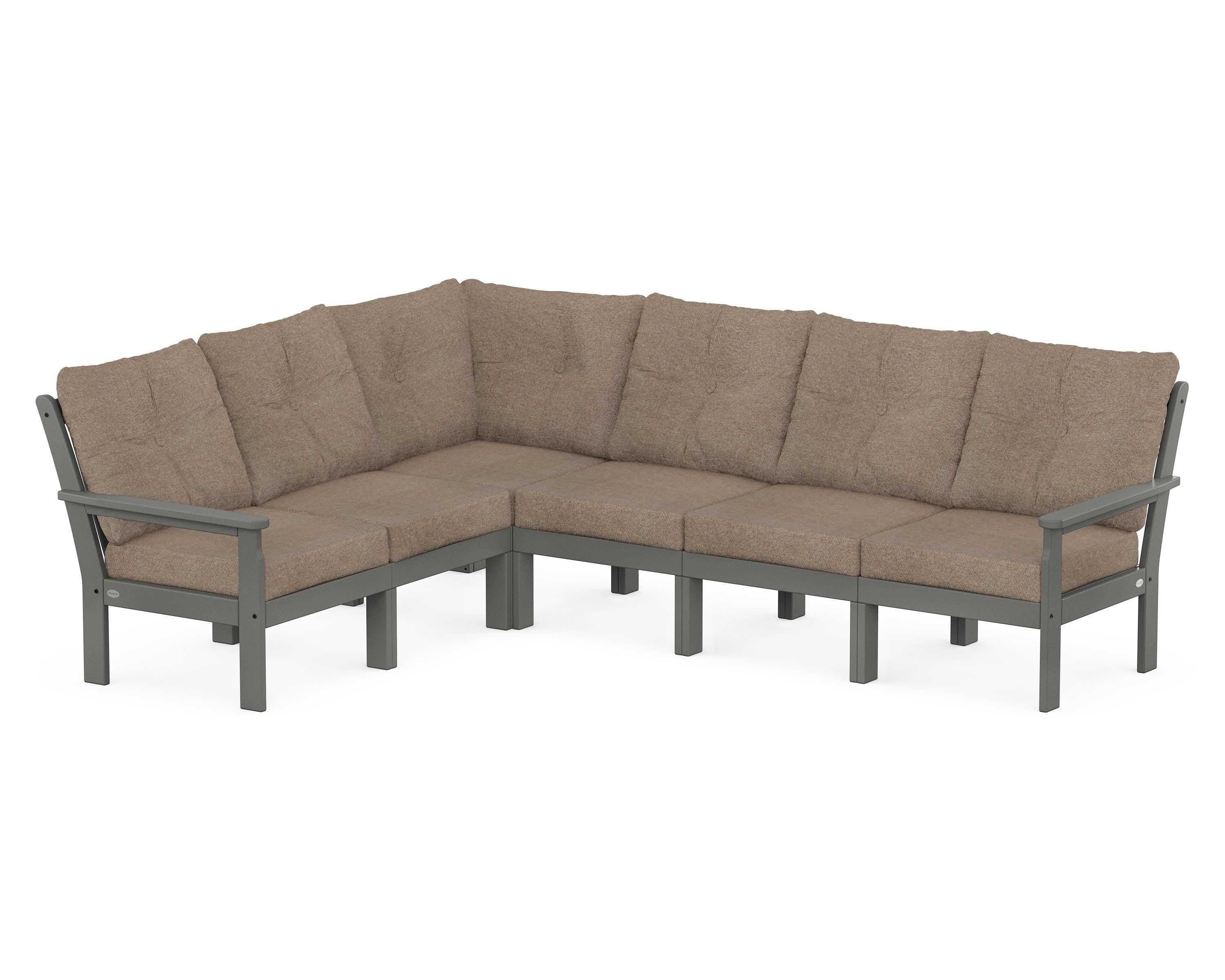 POLYWOOD® Vineyard 6-Piece Sectional in Slate Grey / Spiced Burlap