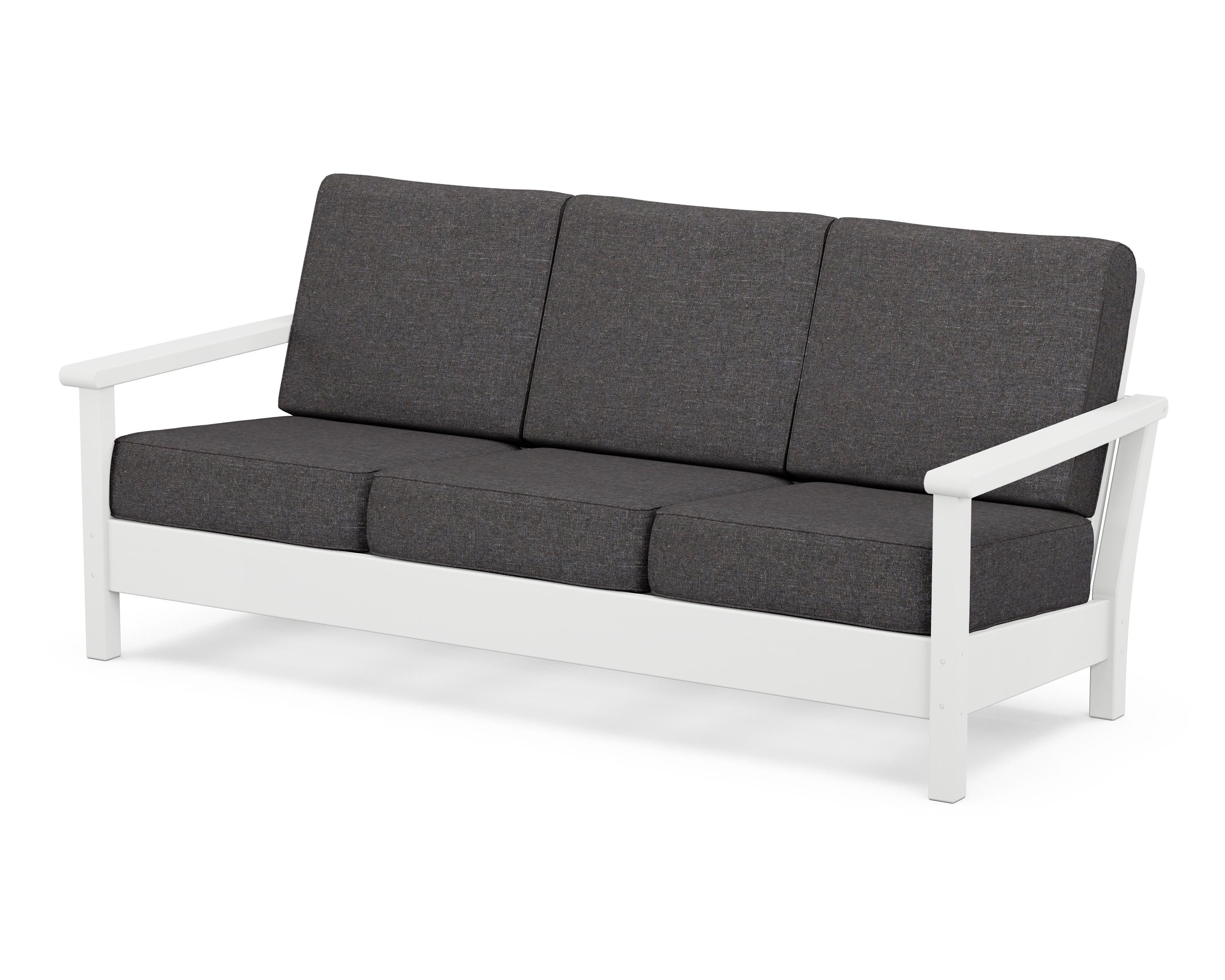 POLYWOOD® Harbour Deep Seating Sofa in White / Ash Charcoal