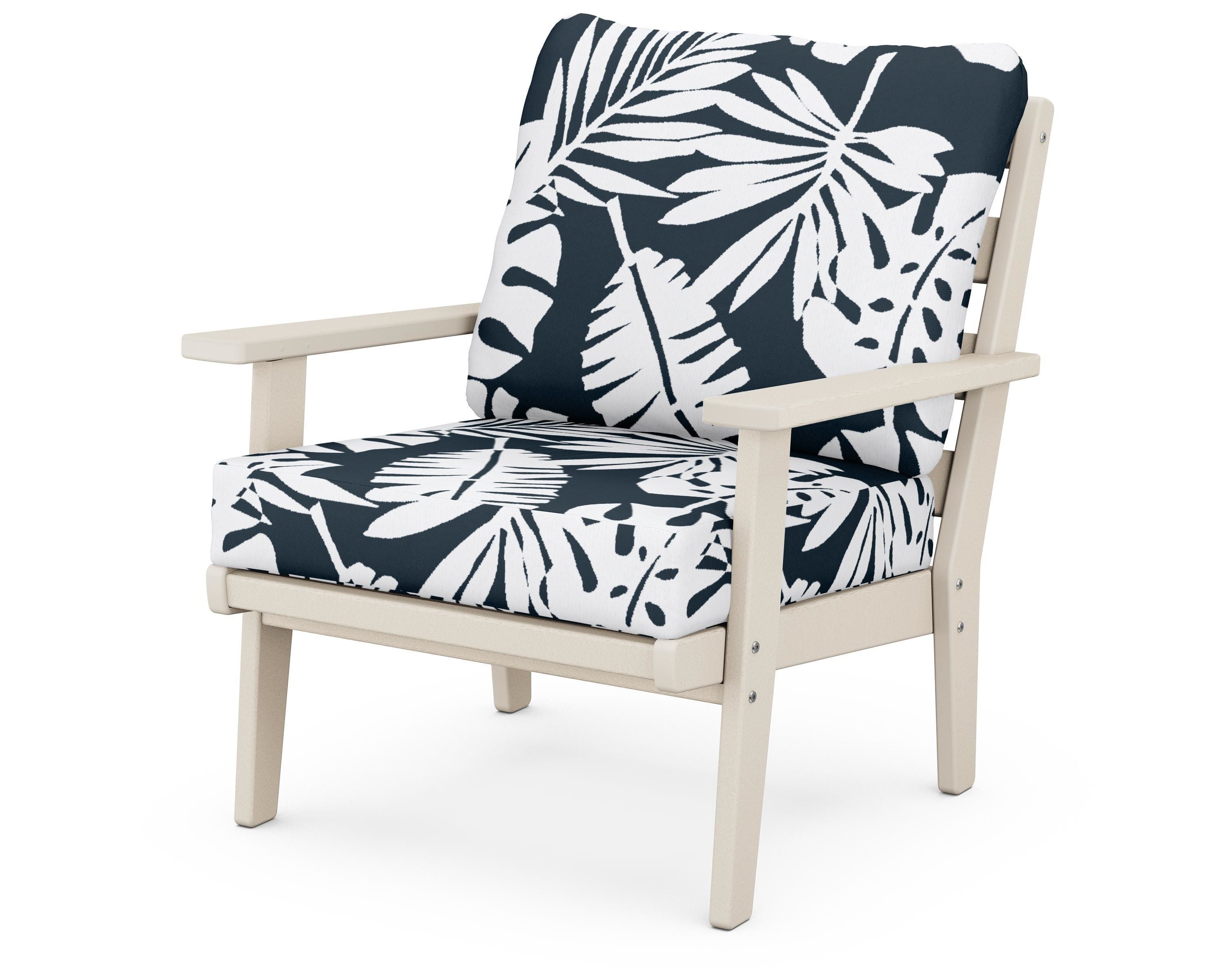 POLYWOOD® Grant Park Deep Seating Chair in Sand / Leaf Marine Indigo