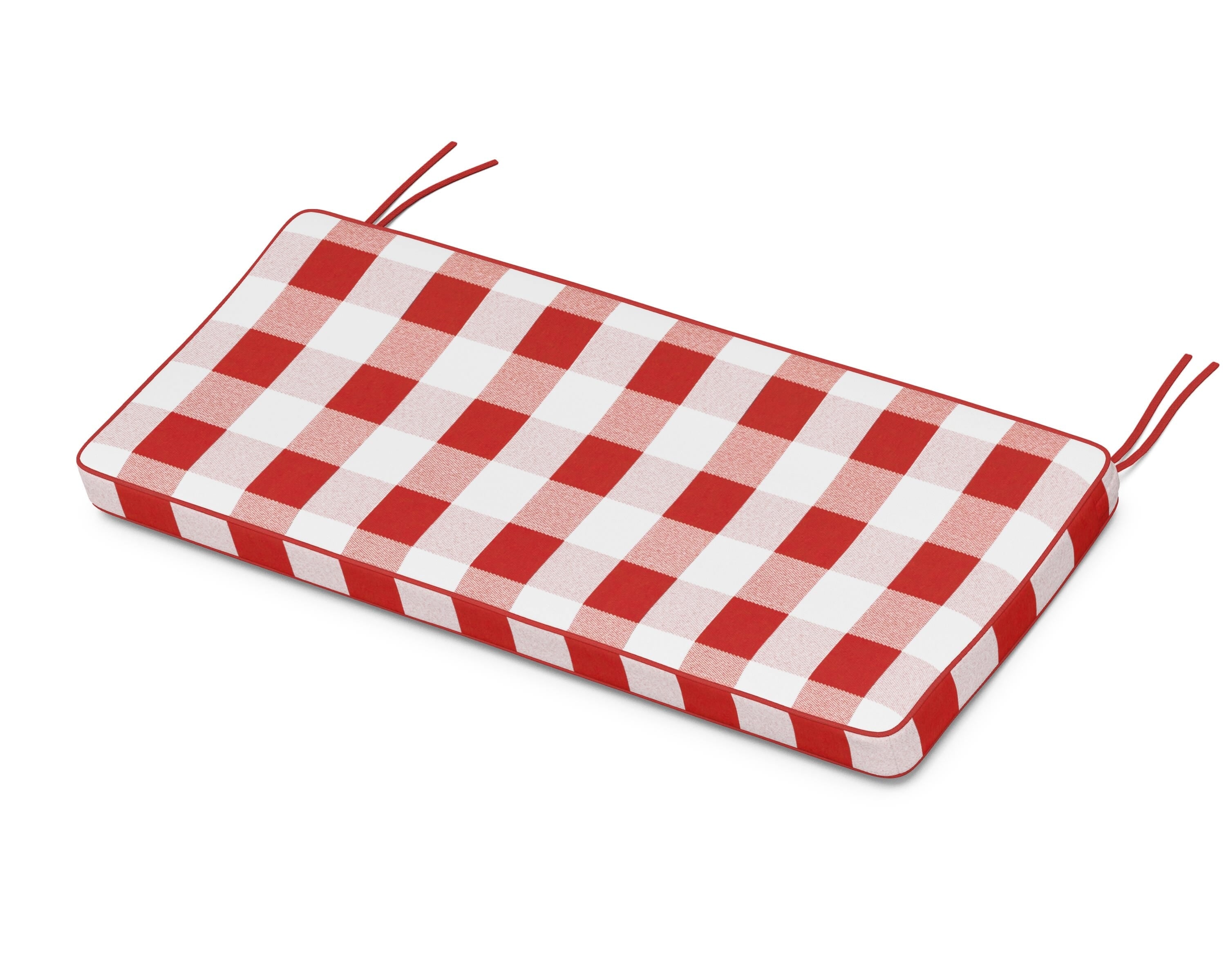 Martha Stewart by POLYWOOD® Chinoiserie Bench Seat Cushion in Buffalo Plaid Crimson