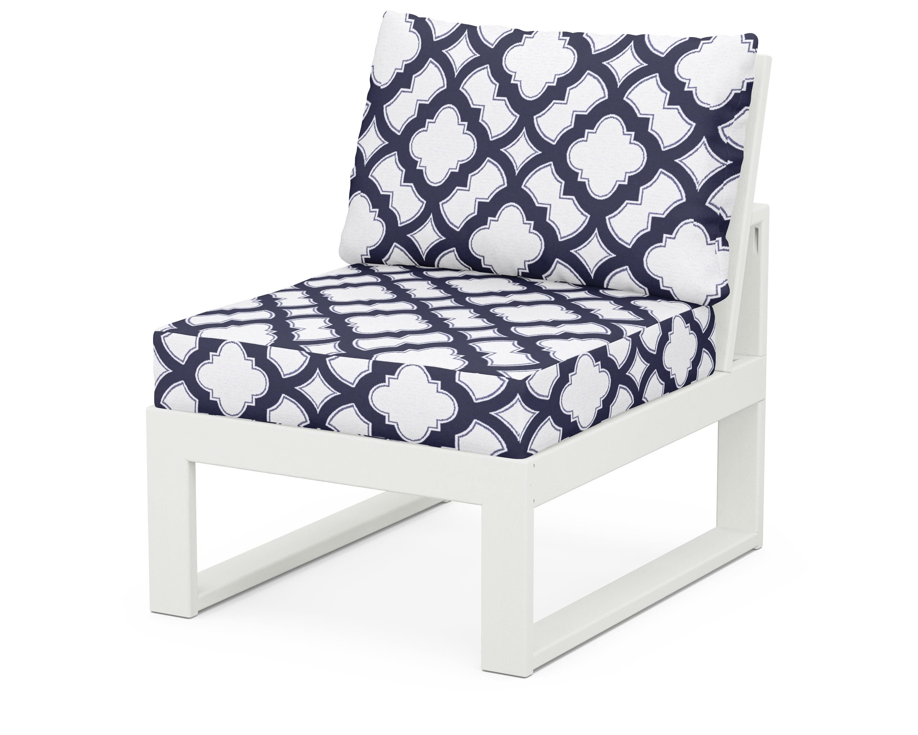 Unbranded Modular Armless Chair in Vintage White / Trellis Navy