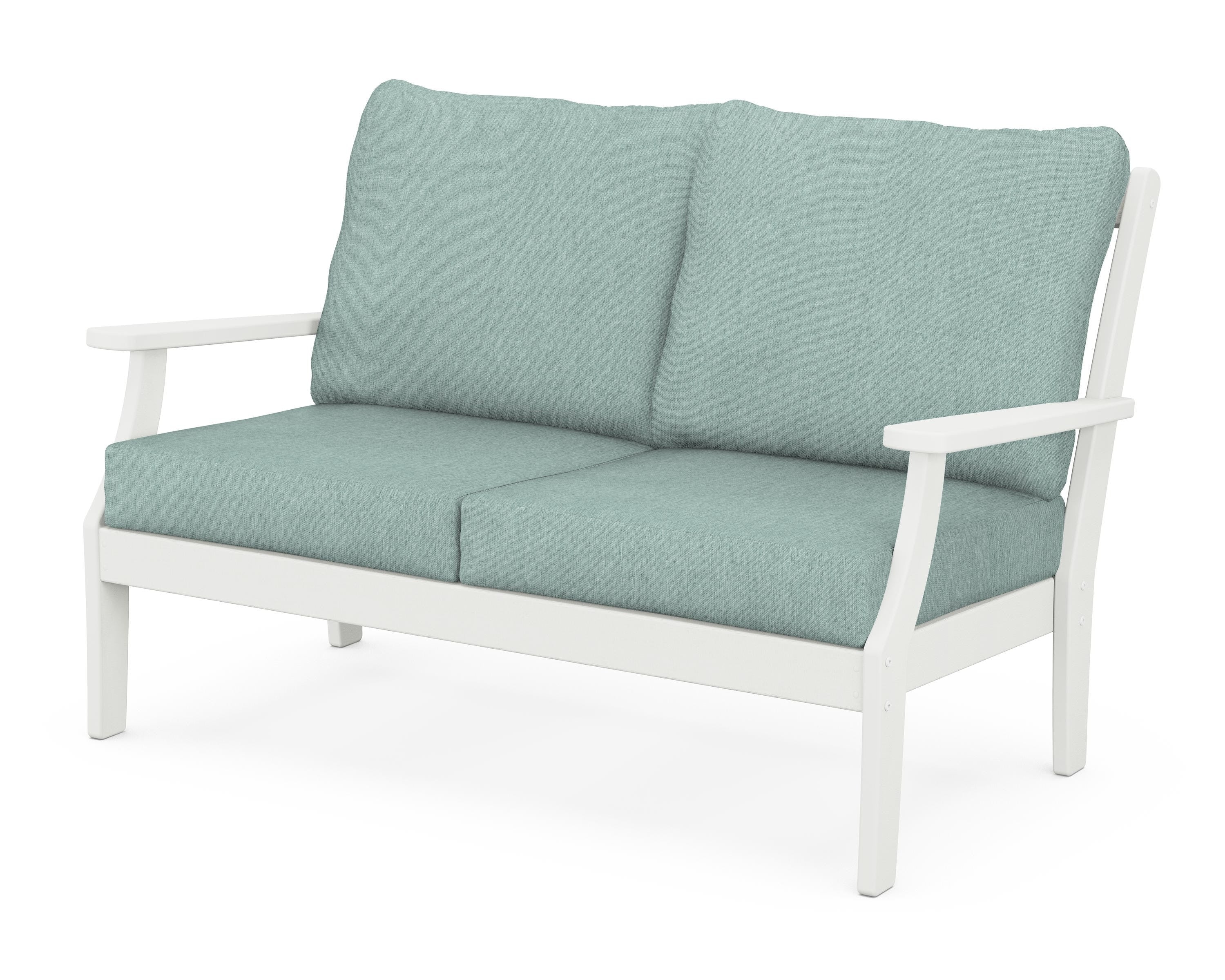 POLYWOOD® Braxton Deep Seating Loveseat in Vintage White / Glacier Spa