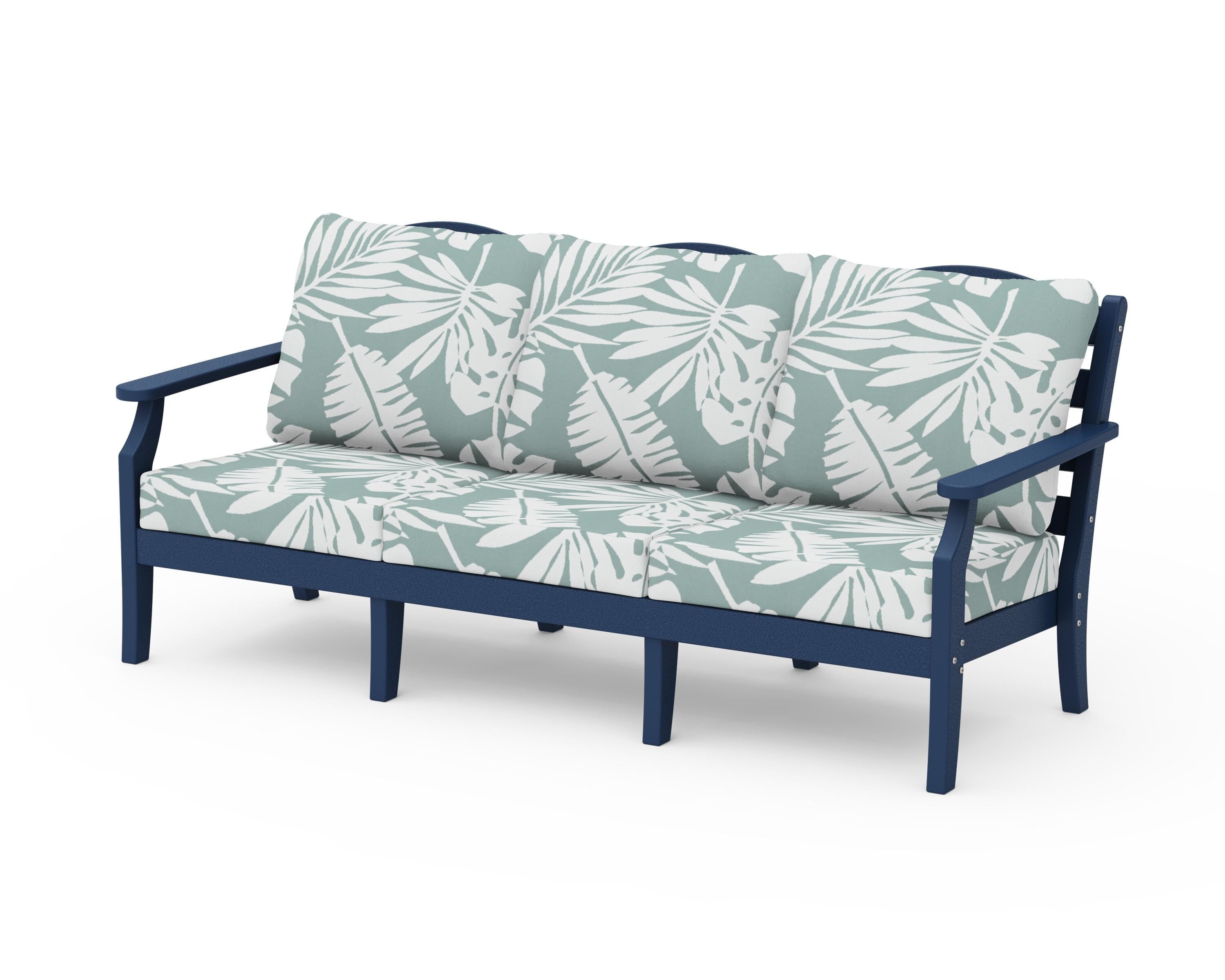 Draper James™ by POLYWOOD® Savannah Deep Seating Sofa in Navy / Leaf Glacier Spa