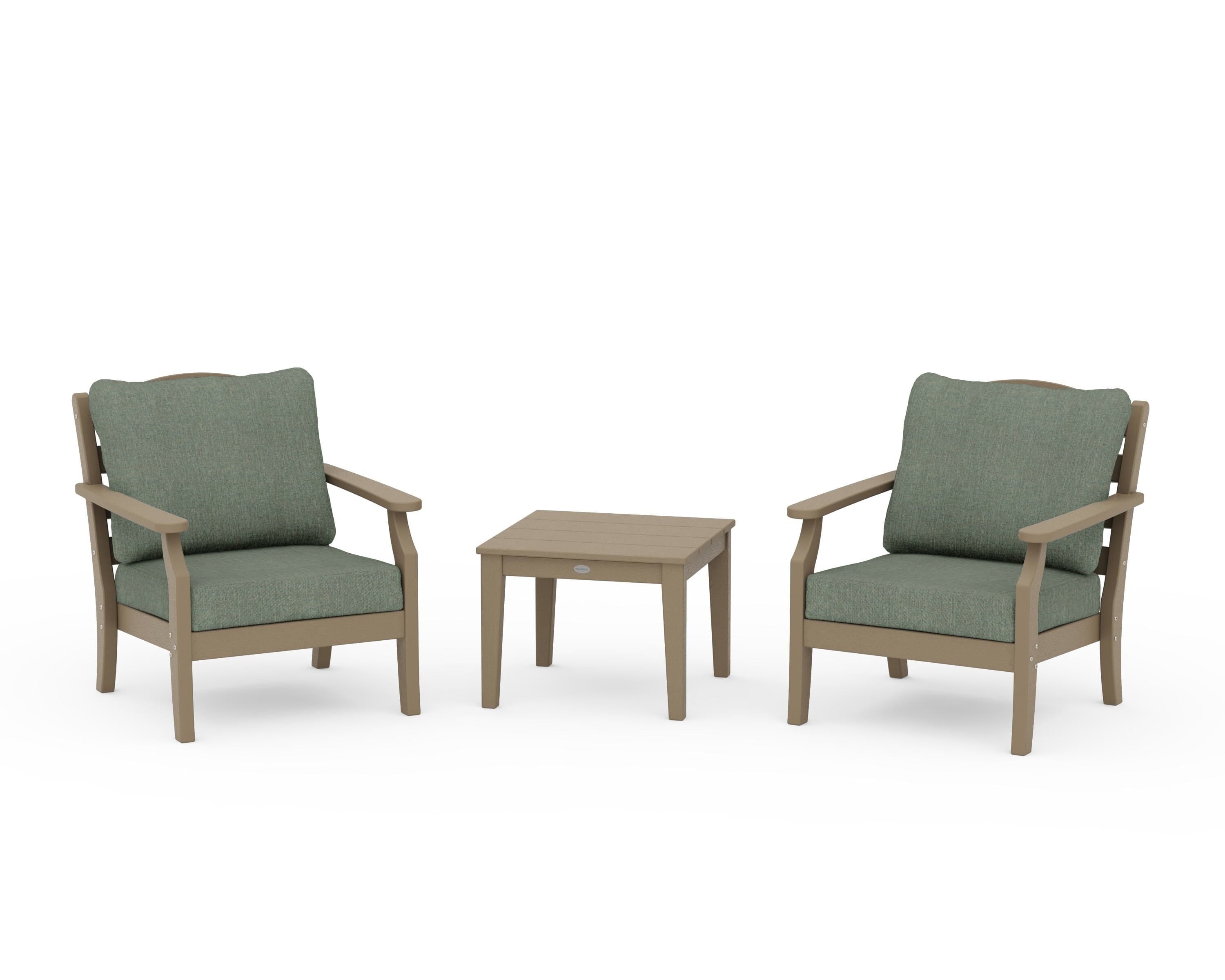 Draper James™ by POLYWOOD® Savannah 3-Piece Deep Seating Set in Vintage Sahara / Cast Sage