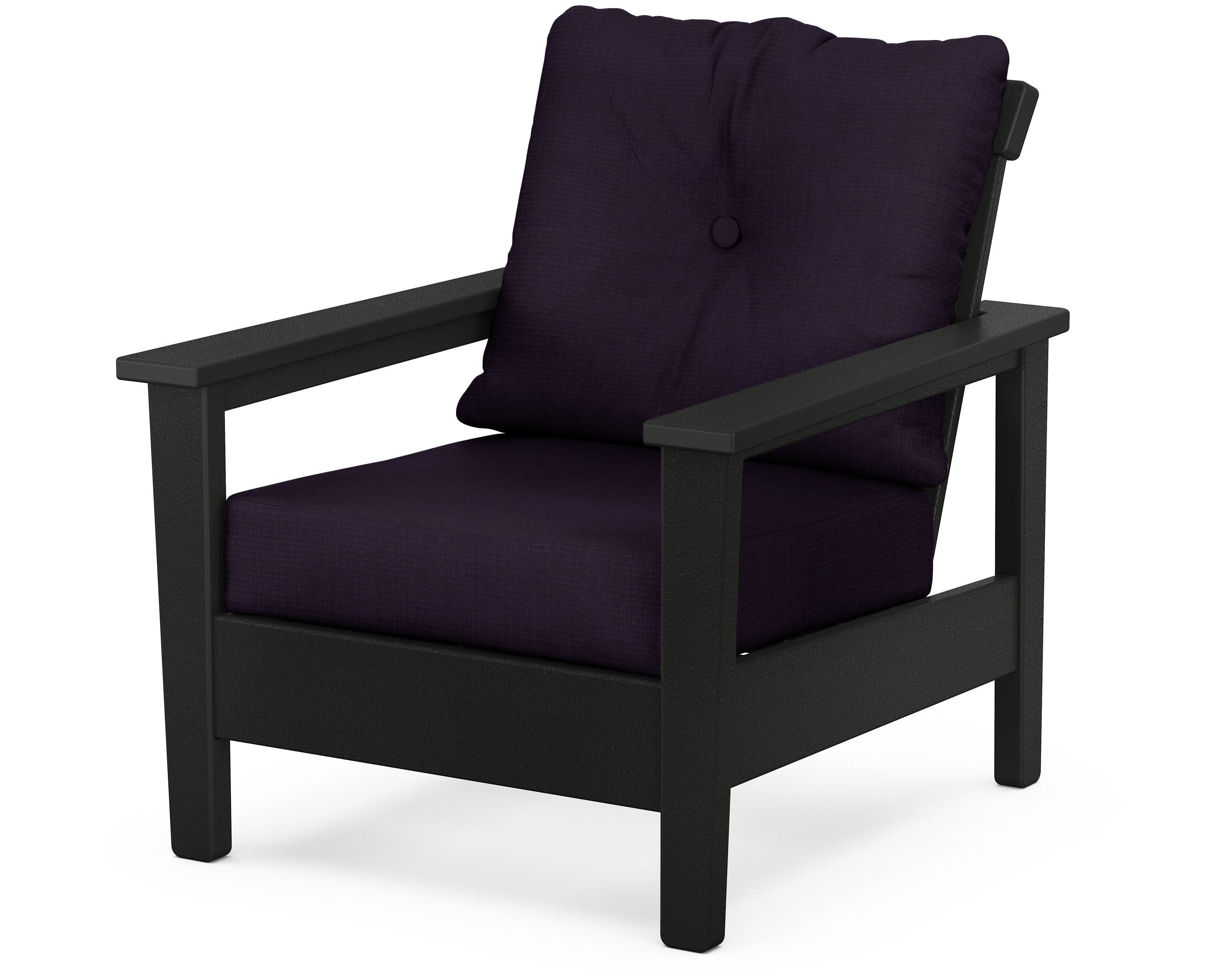 POLYWOOD® Prescott Deep Seating Chair in Black / Navy Linen