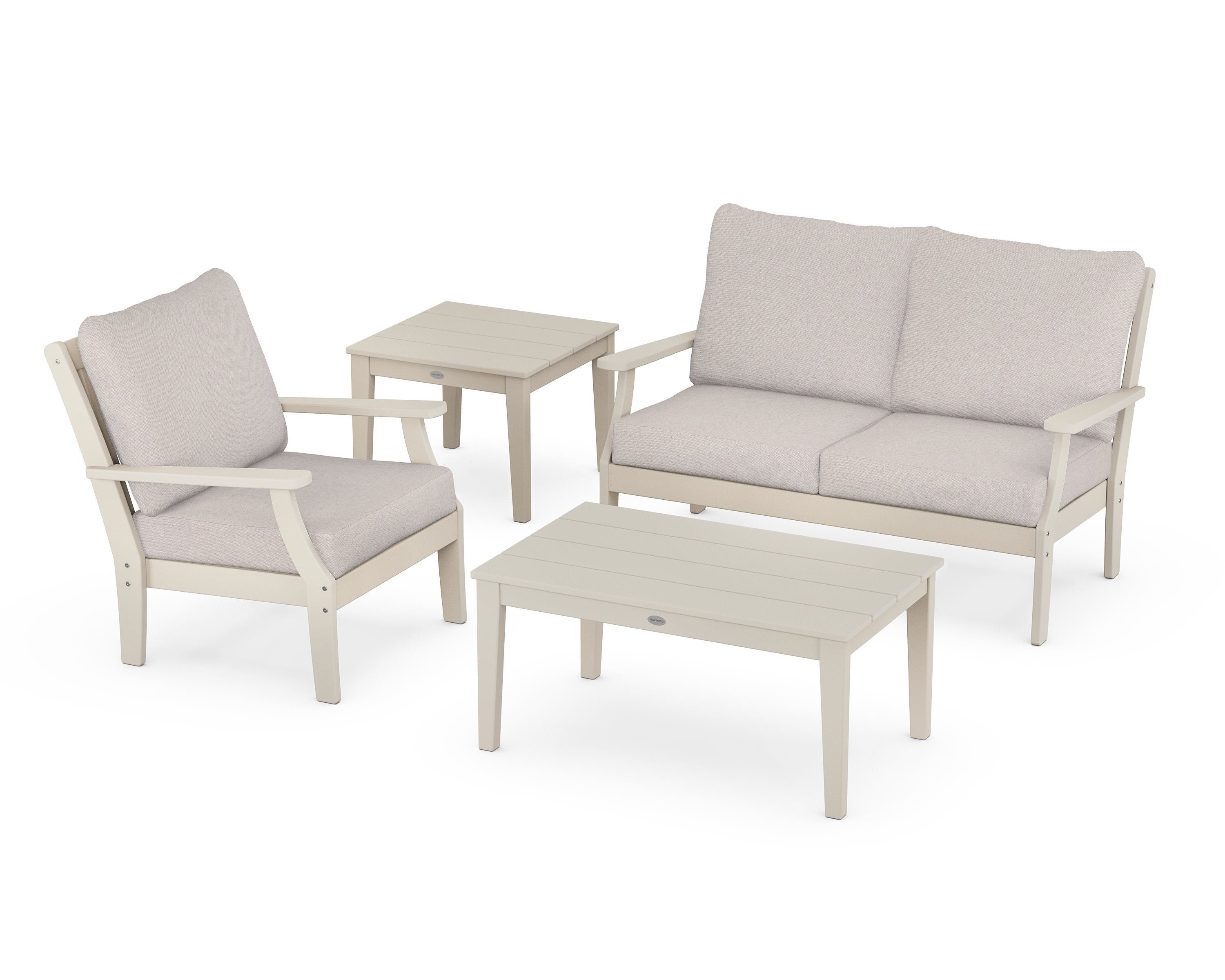 POLYWOOD® Braxton 4-Piece Deep Seating Set in Sand / Dune Burlap