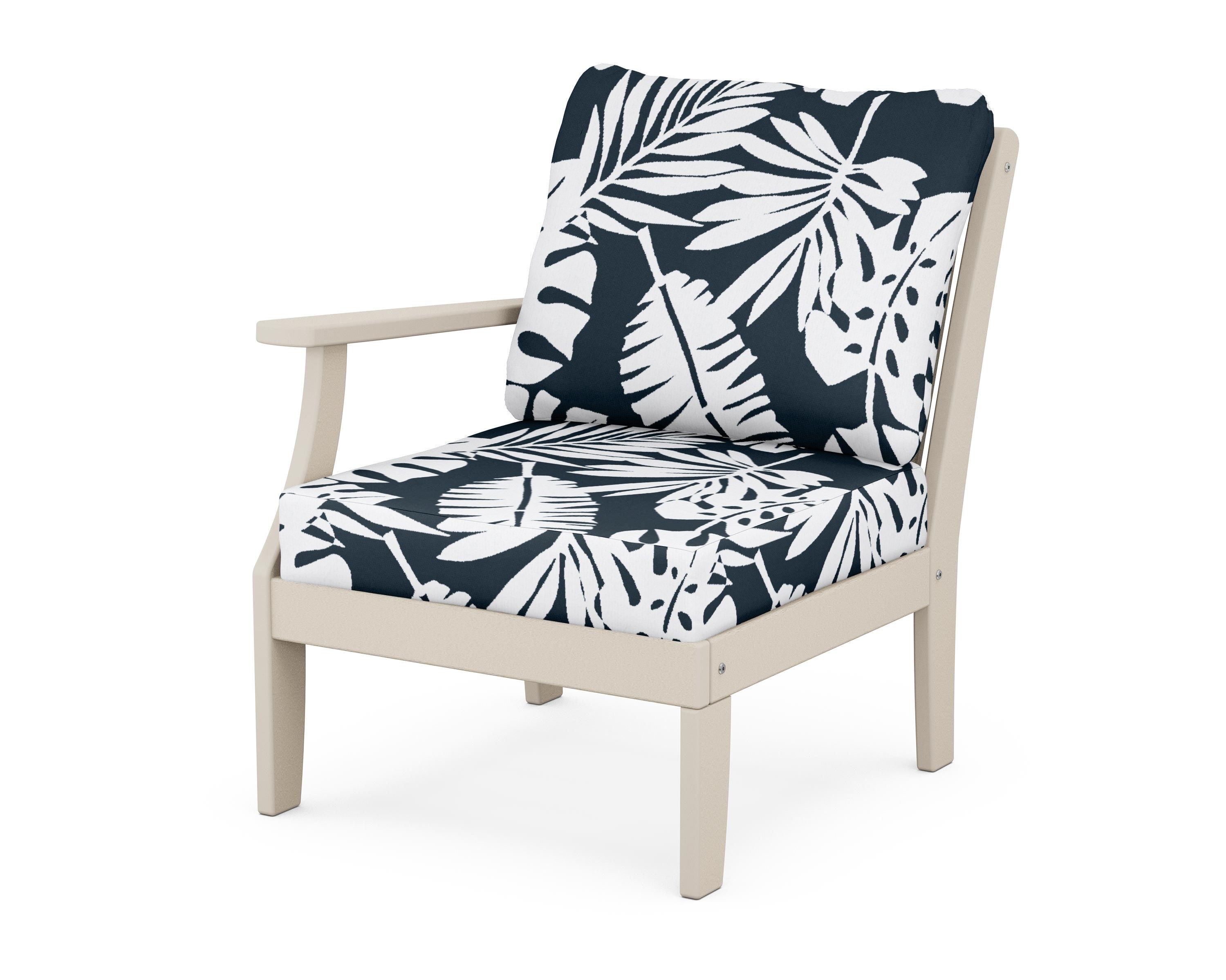POLYWOOD® Braxton Modular Left Arm Chair in Sand / Leaf Marine Indigo