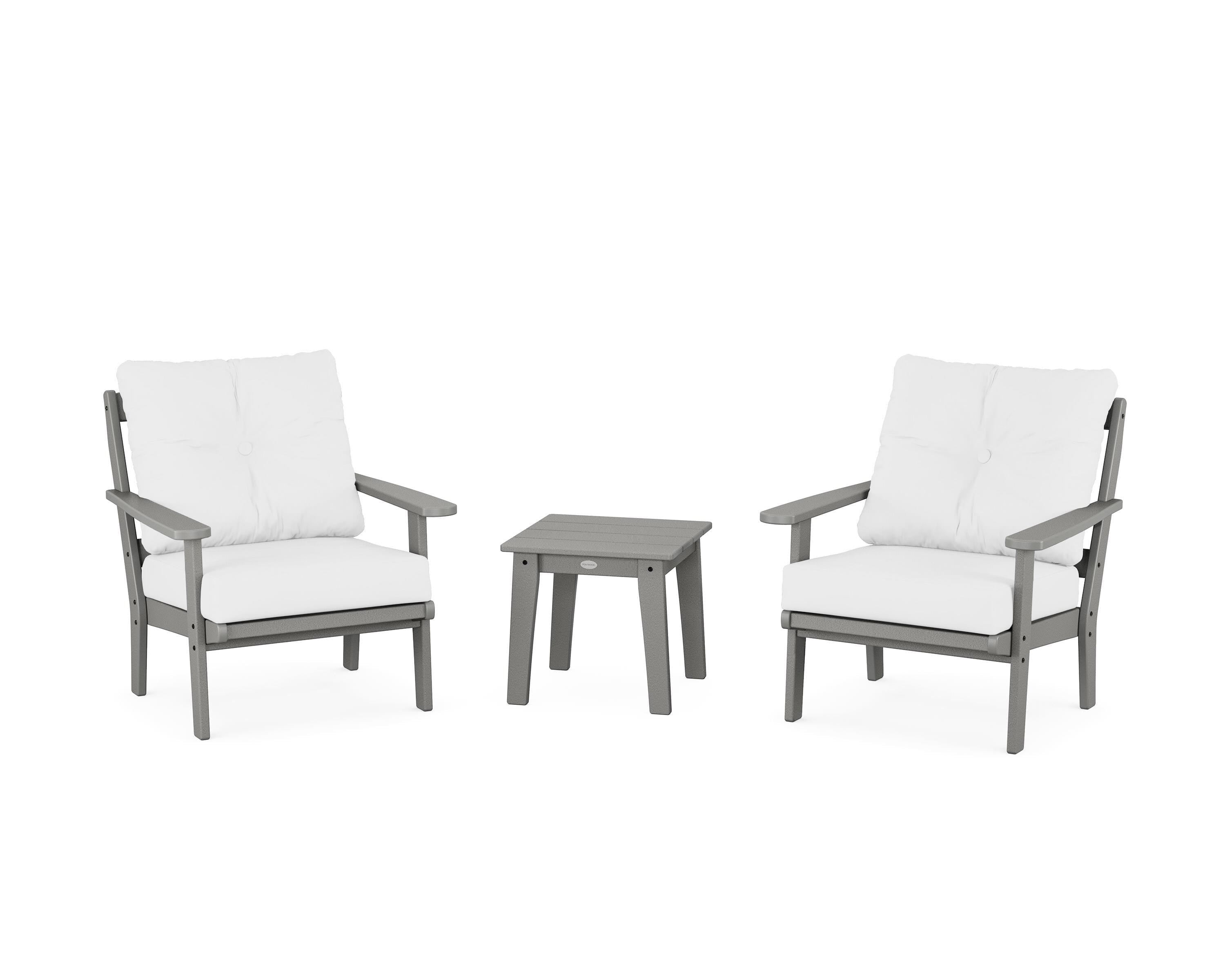 POLYWOOD® Mission 3-Piece Deep Seating Set in Slate Grey / Natural