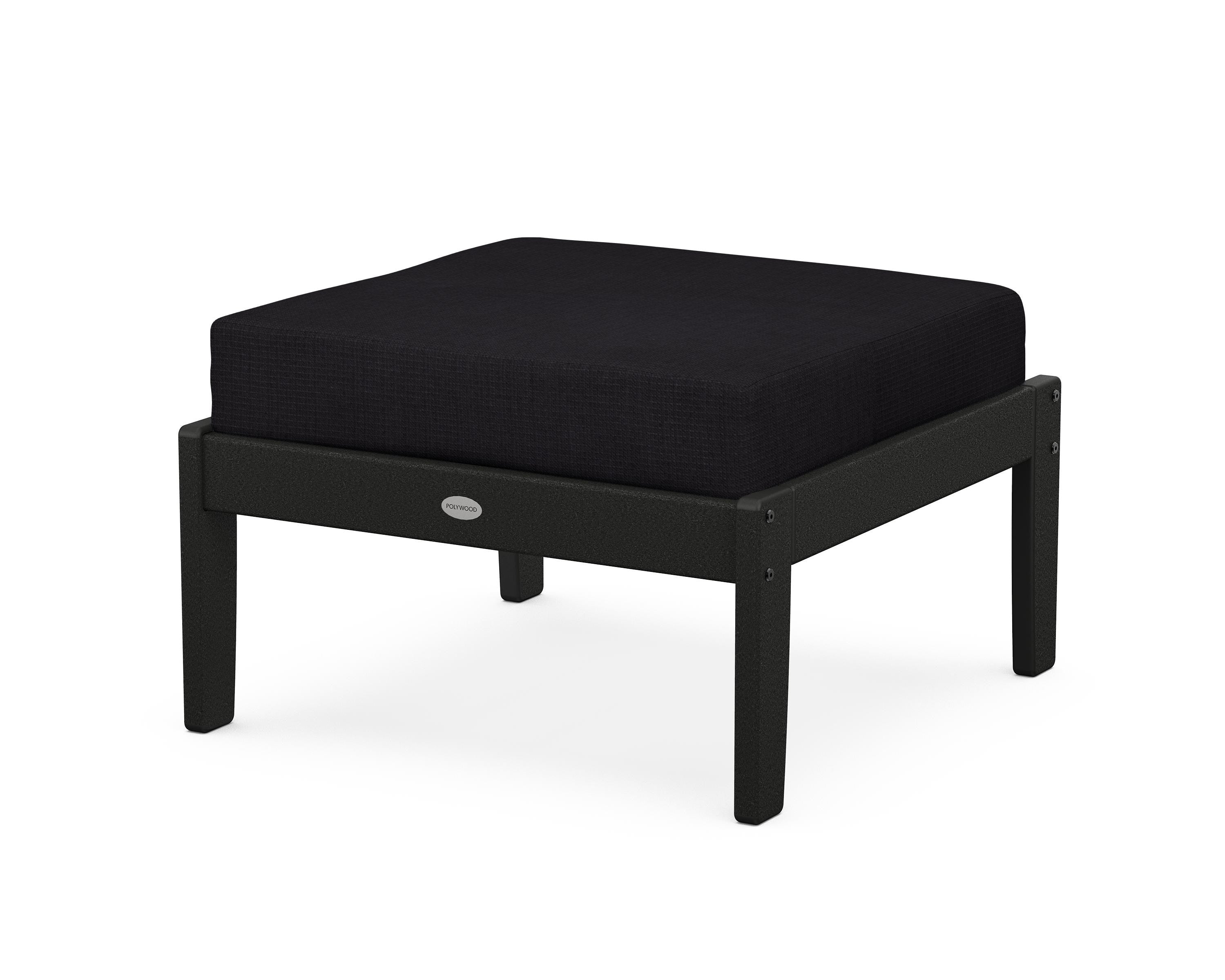 POLYWOOD® Braxton Deep Seating Ottoman in Black / Midnight Linen