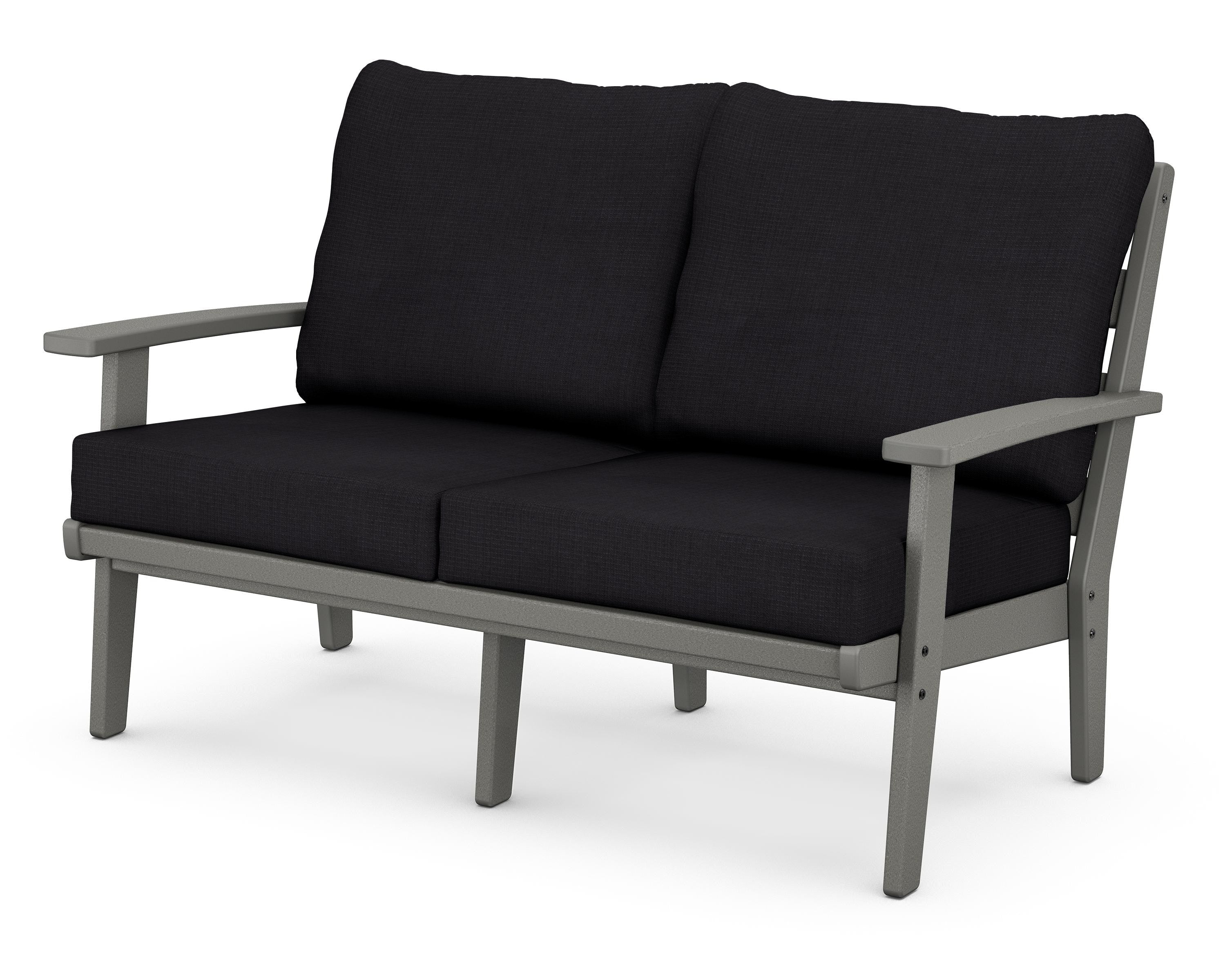 POLYWOOD® Grant Park Deep Seating Loveseat in Slate Grey / Midnight Linen