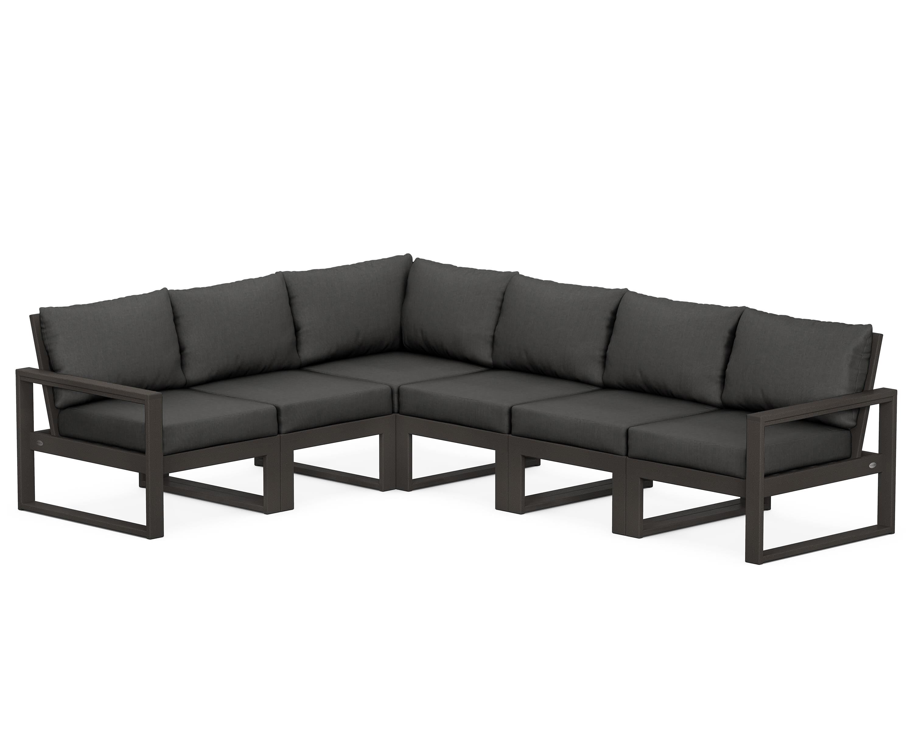 POLYWOOD® EDGE 6-Piece Modular Deep Seating Set in Vintage Coffee / Spectrum Carbon