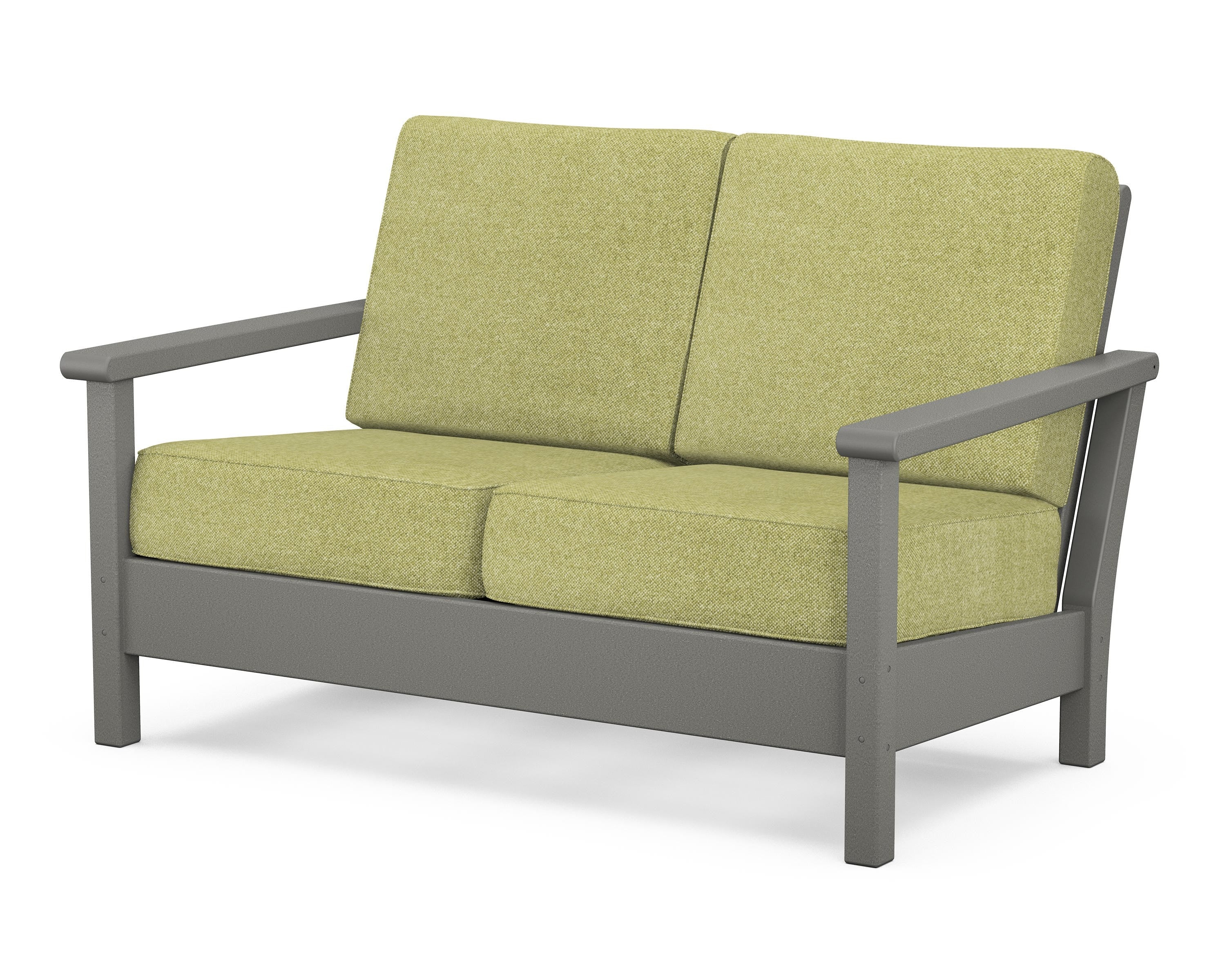 POLYWOOD® Harbour Deep Seating Loveseat in Slate Grey / Chartreuse Boucle