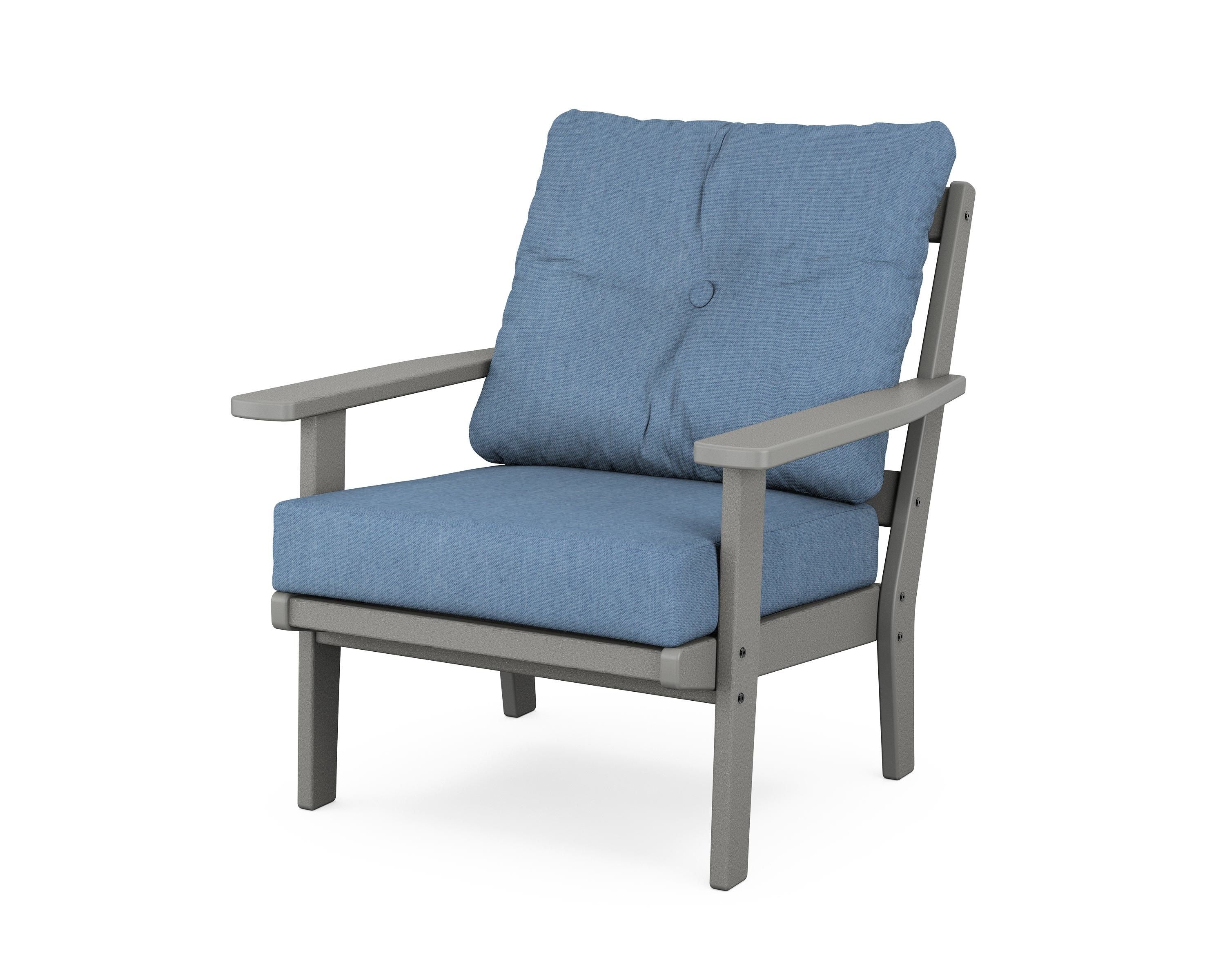 POLYWOOD® Oxford Deep Seating Chair in Slate Grey / Sky Blue