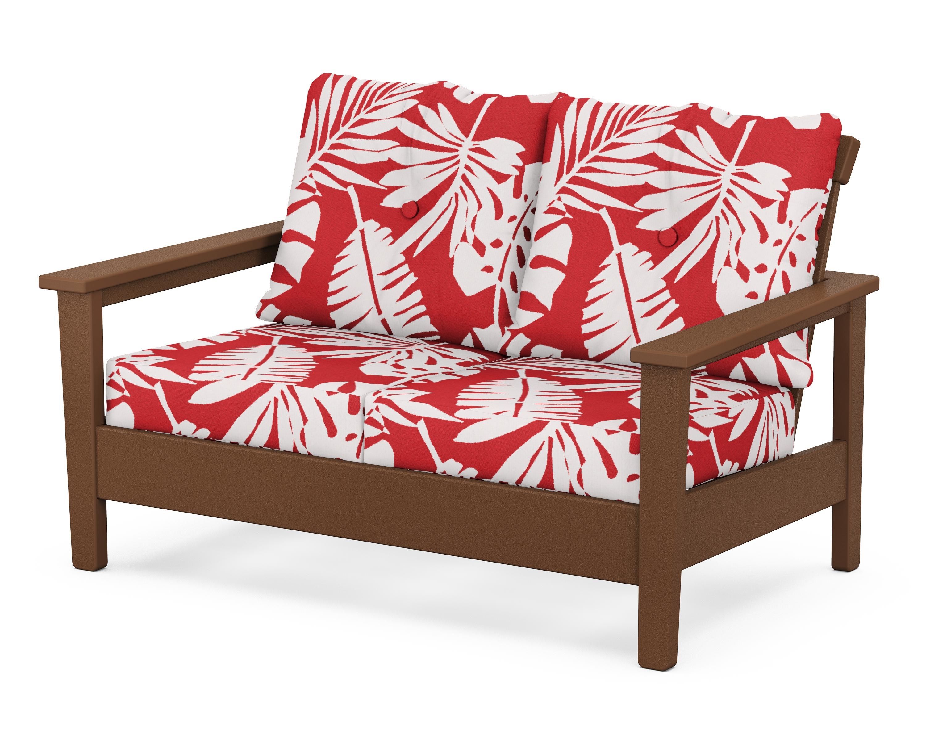 POLYWOOD® Prescott Deep Seating Loveseat in Teak / Leaf Crimson