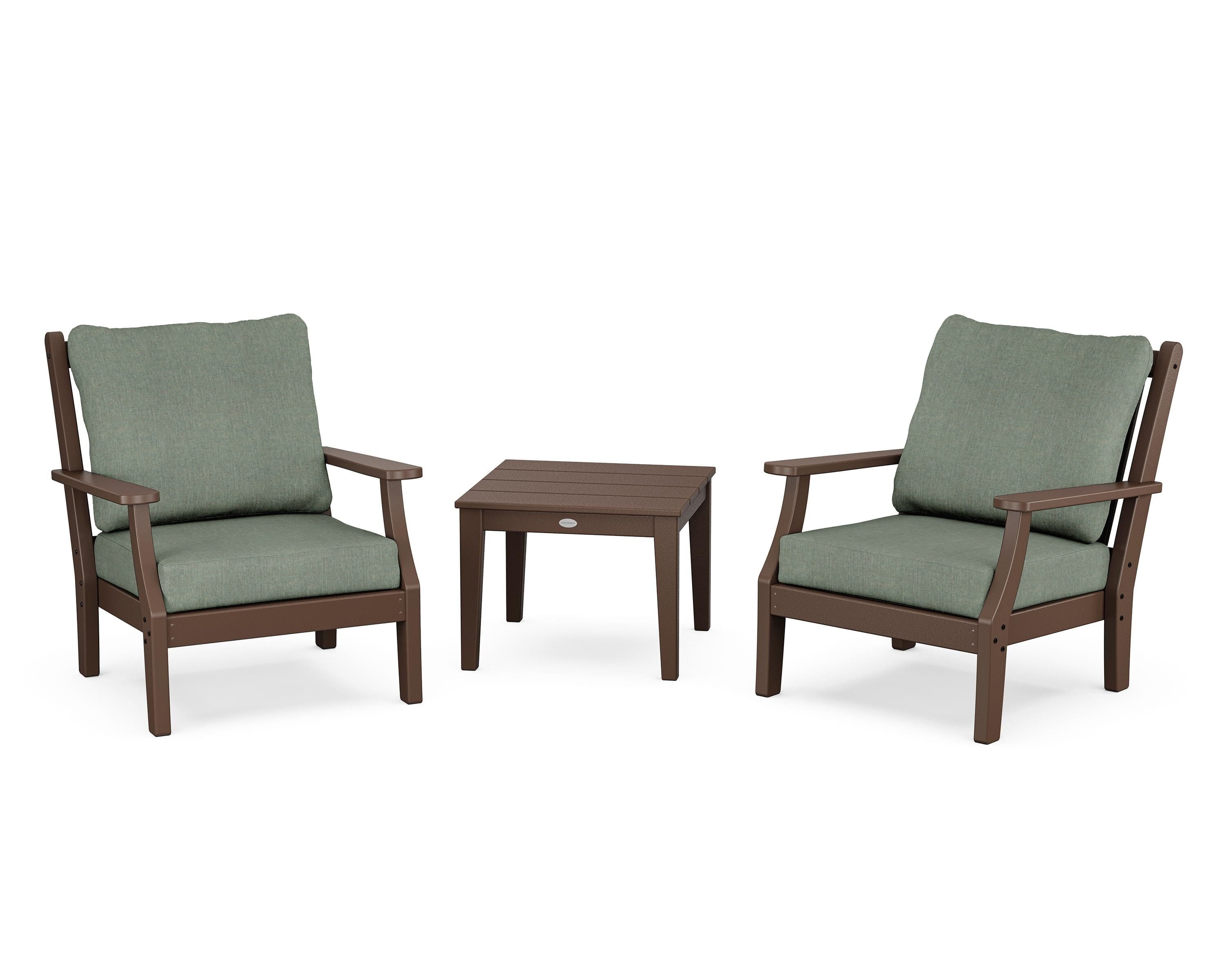 Country Living Wovendale 3-Piece Deep Seating Set in Mahogany / Cast Sage