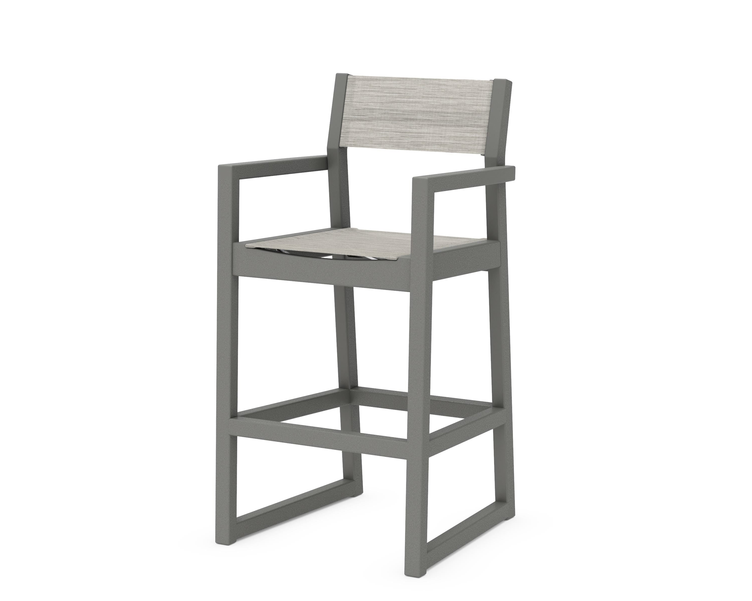 POLYWOOD® EDGE Sling Bar Arm Chair in Slate Grey / Birch Sling