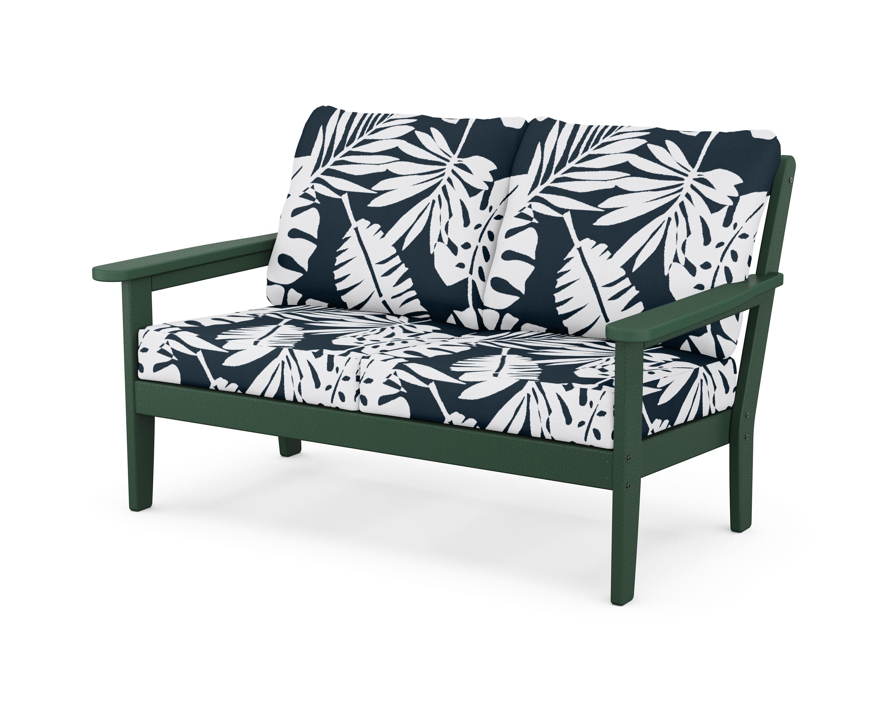 Country Living Cottage Deep Seating Loveseat in Green / Leaf Marine Indigo