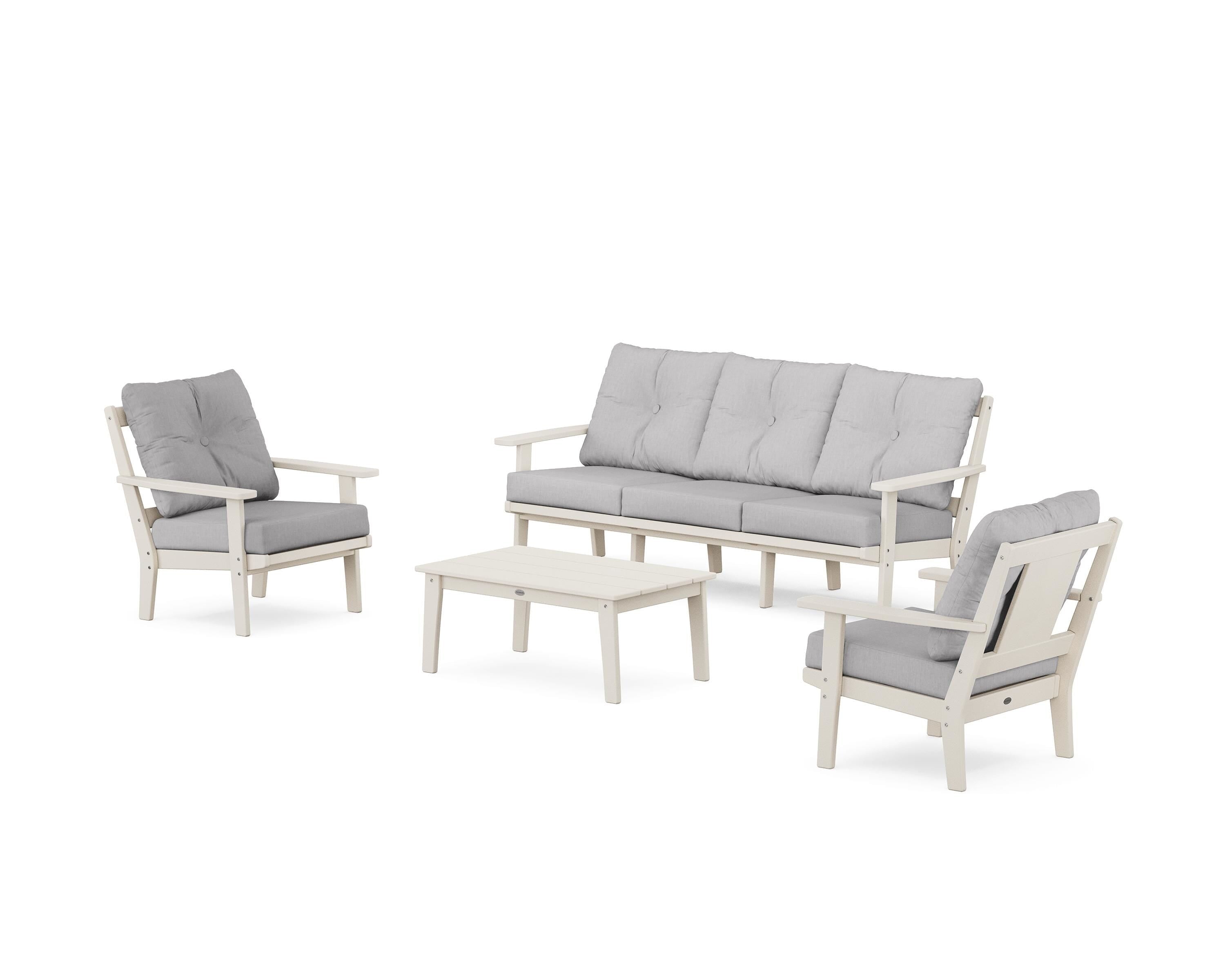POLYWOOD® Prairie 4-Piece Deep Seating Set with Sofa in Sand / Granite