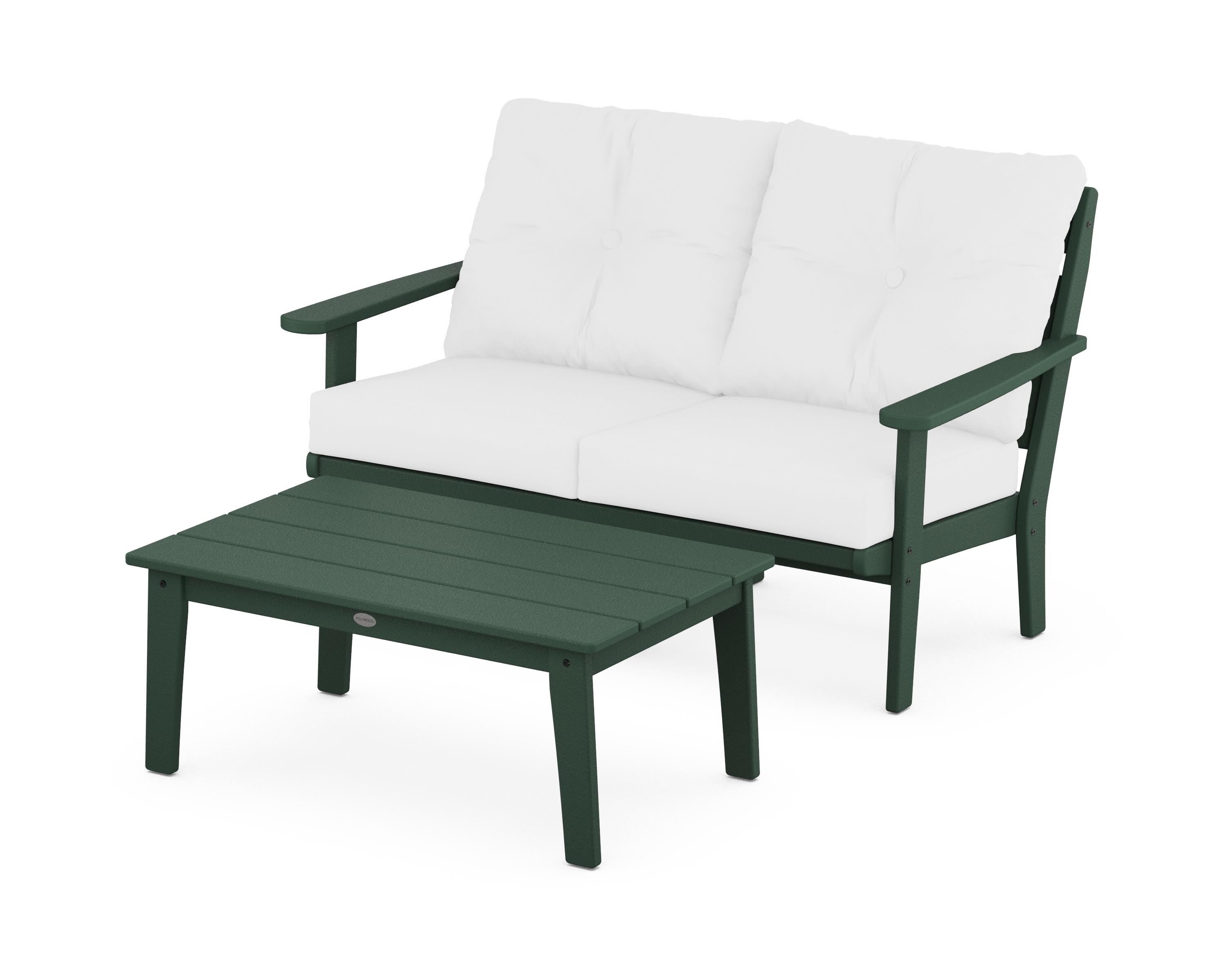POLYWOOD® Lakeside 2-Piece Lounge Loveseat Set in Green / Natural