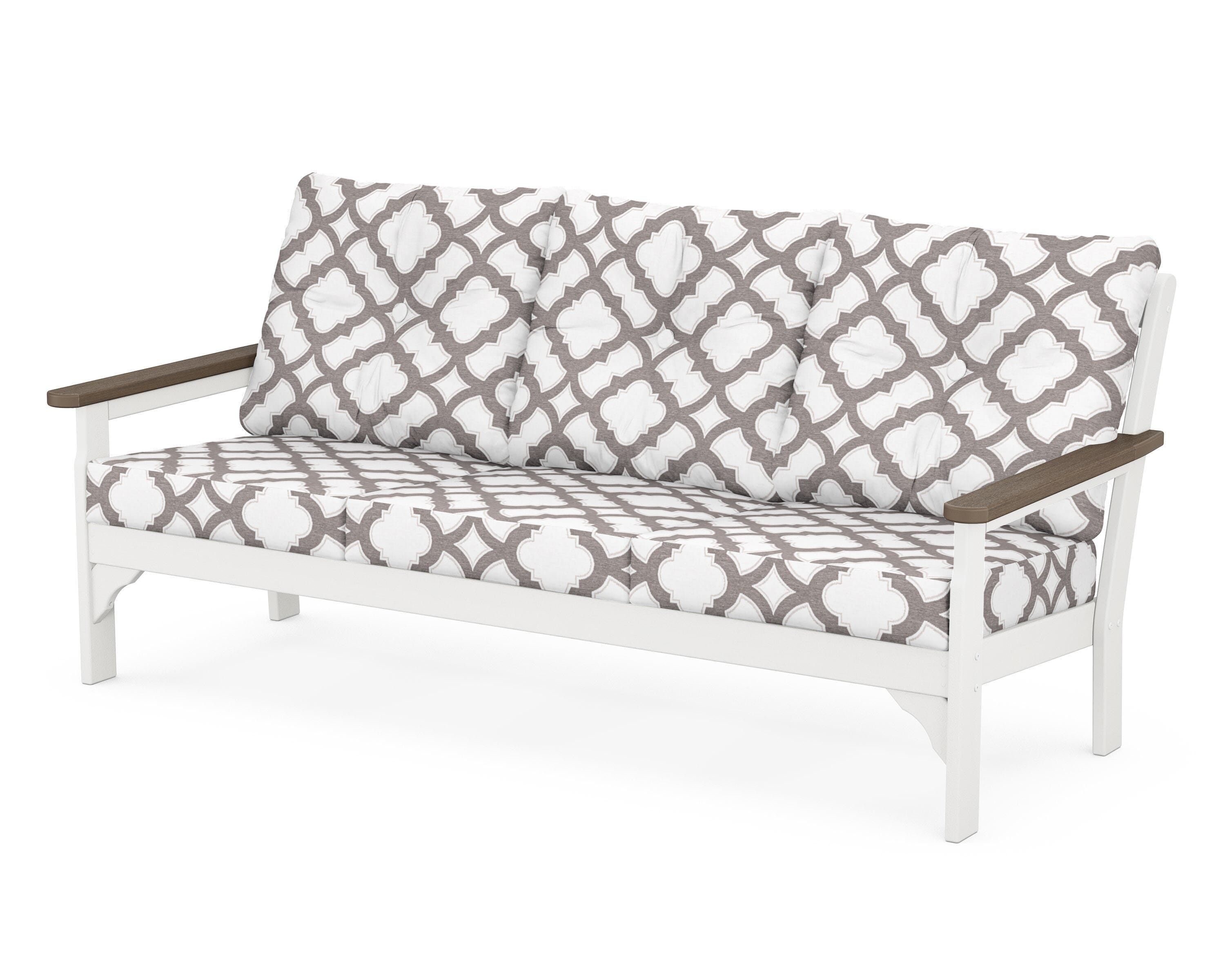 POLYWOOD® Vineyard Deep Seating Sofa in White / Kona / Trellis Grey Mist