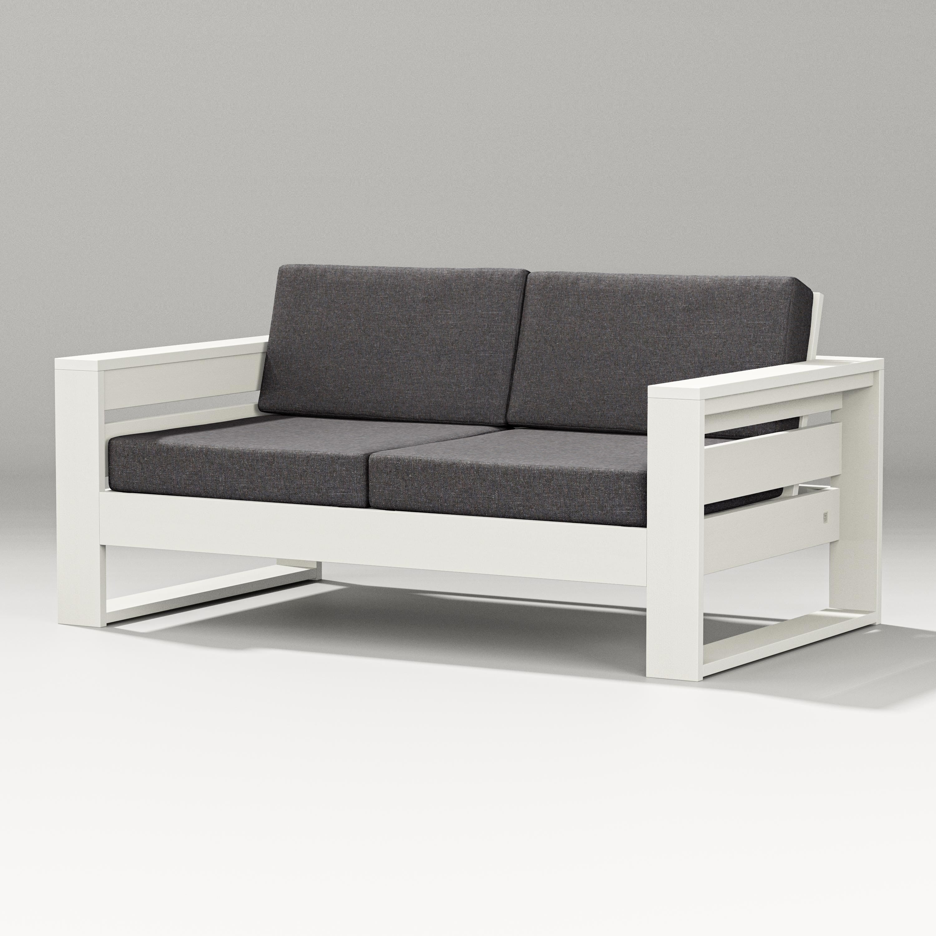 PW Designer Series Latitude Loveseat in Vintage White / Ash Charcoal