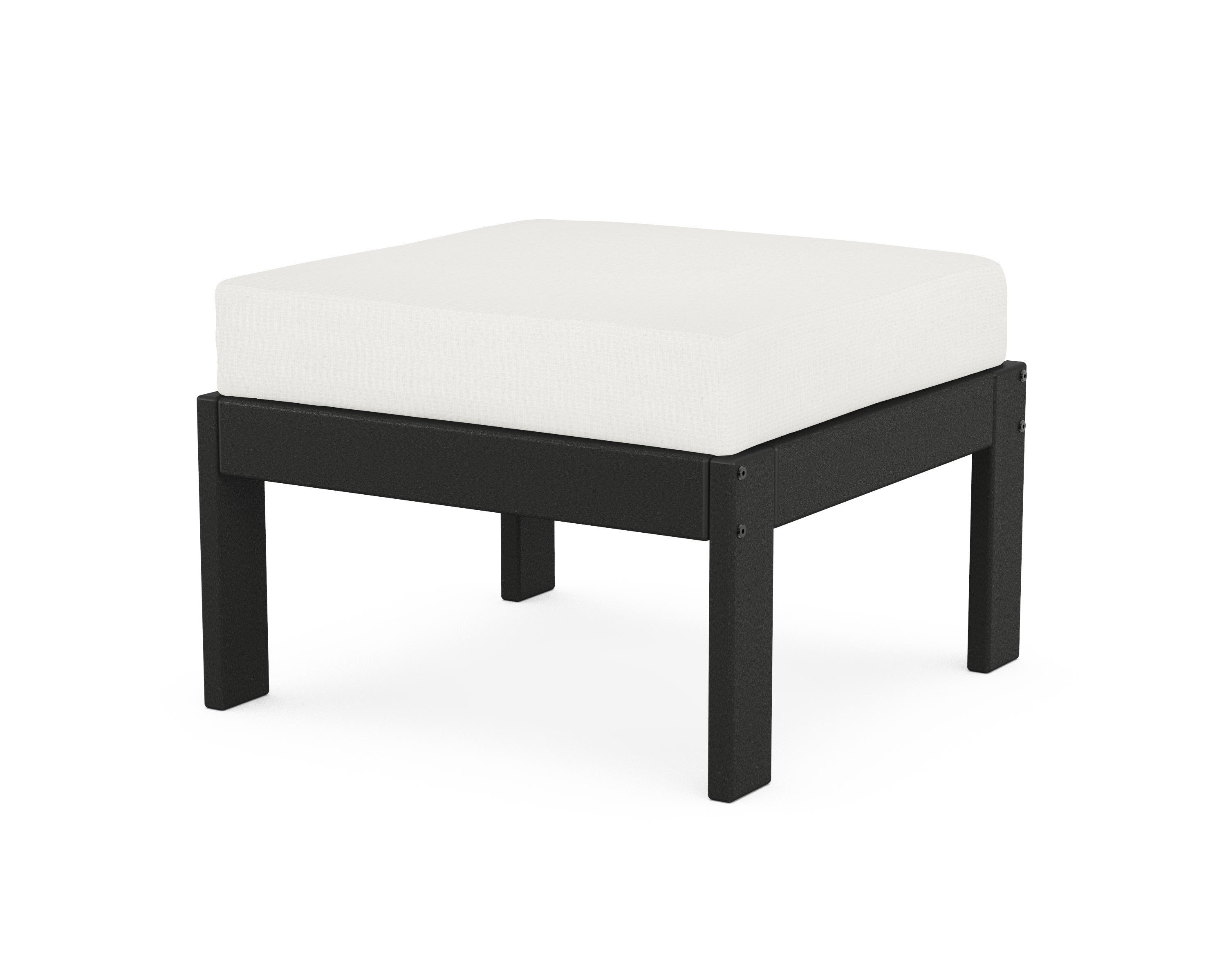 POLYWOOD® Vineyard Modular Ottoman in Black / Natural Linen