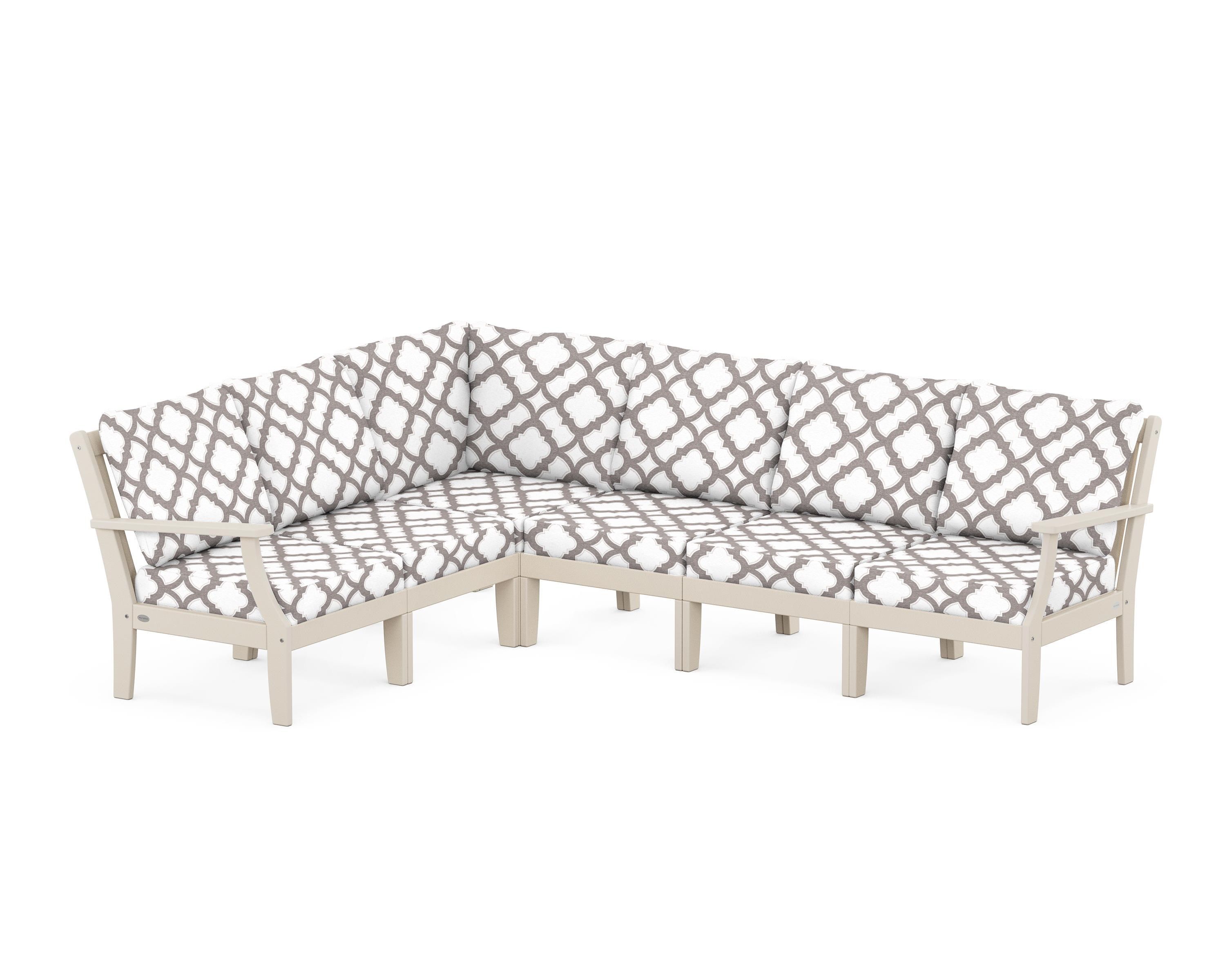 POLYWOOD® Braxton Modular 6-Piece Deep Seating Set in Sand / Trellis Grey Mist