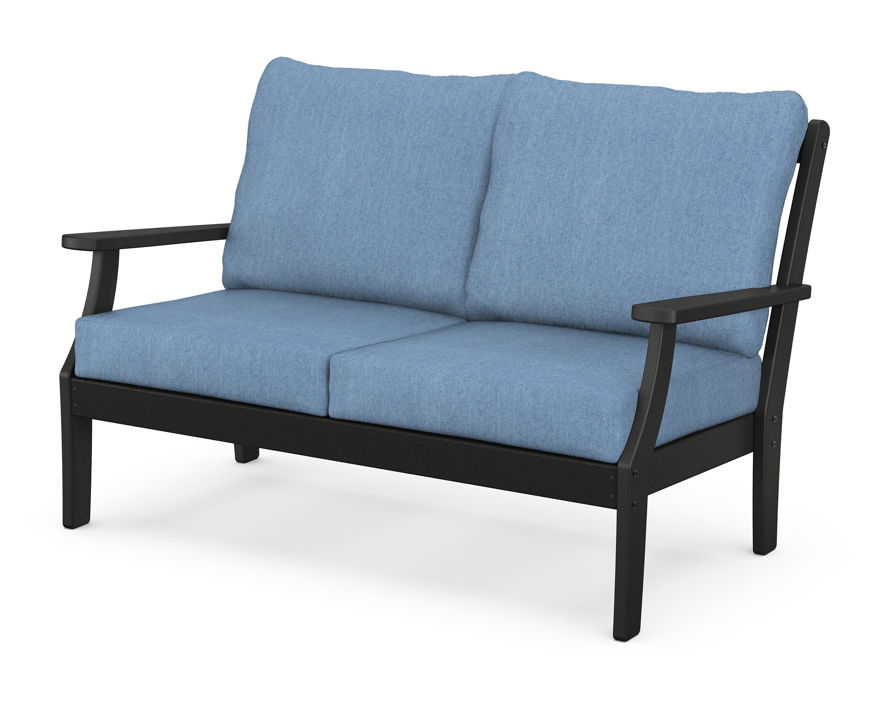 POLYWOOD® Braxton Deep Seating Loveseat in Black / Sky Blue