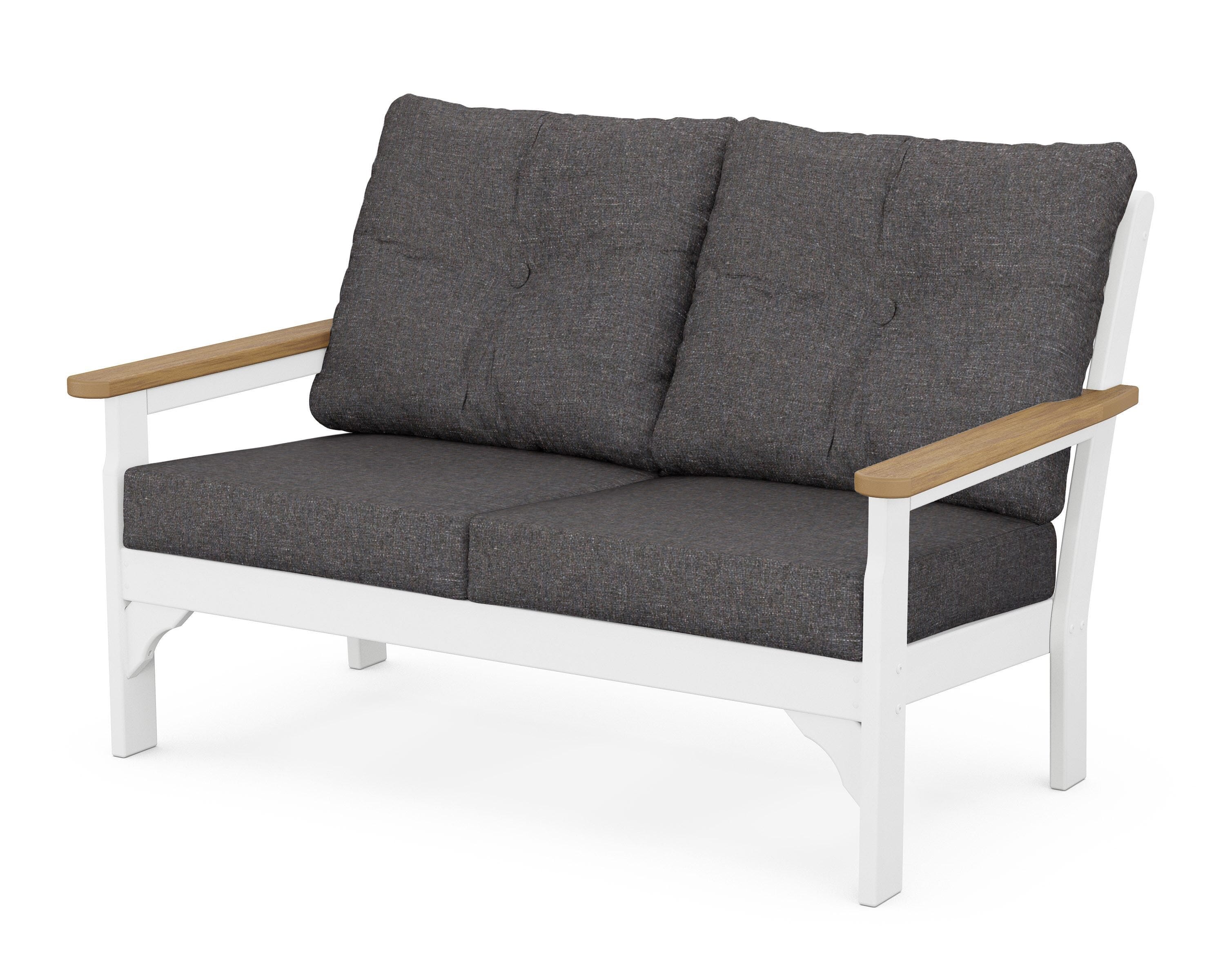 POLYWOOD® Vineyard Deep Seating Loveseat in White / Natural / Ash Charcoal