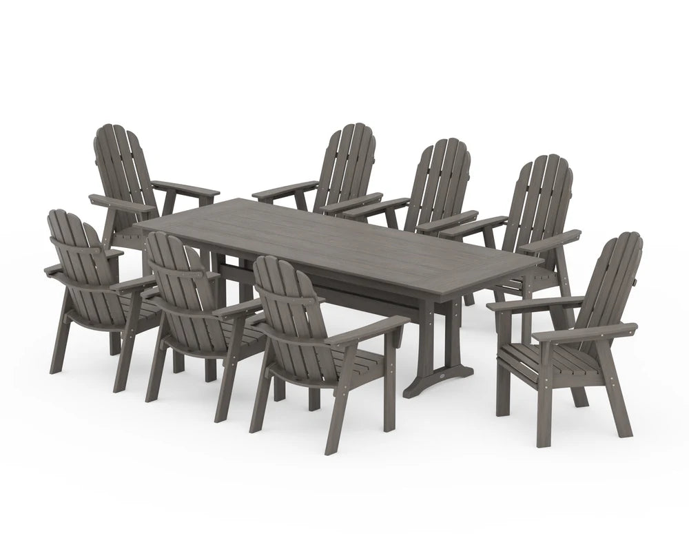 Vineyard 9-Piece Curveback Adirondack Farmhouse Dining Set with Trestle Legs