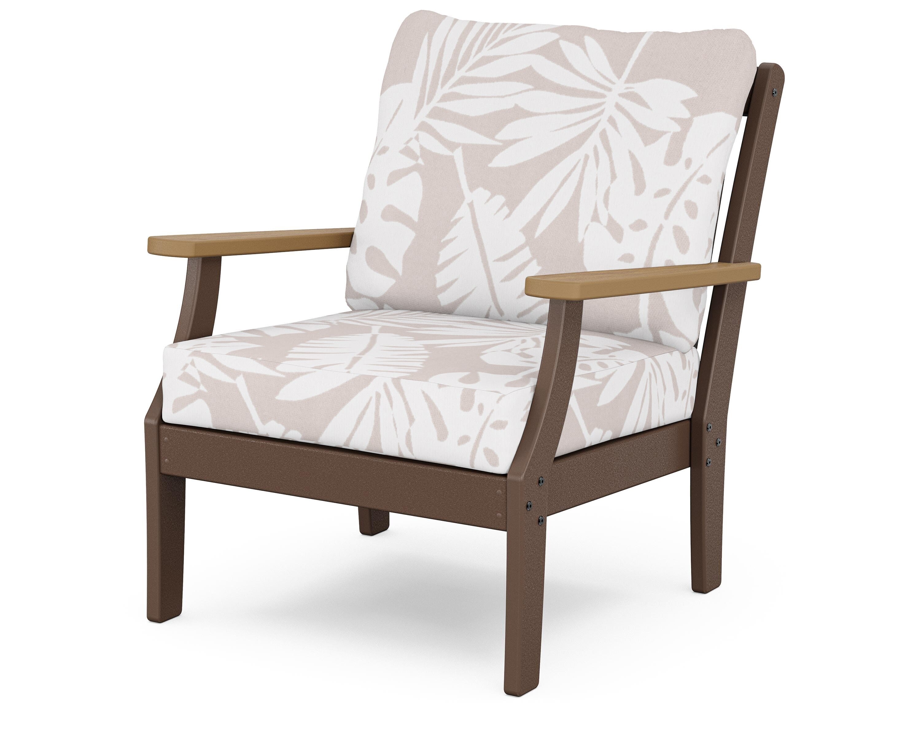 POLYWOOD® Braxton Deep Seating Chair in Mahogany / Natural / Leaf Dune Burlap