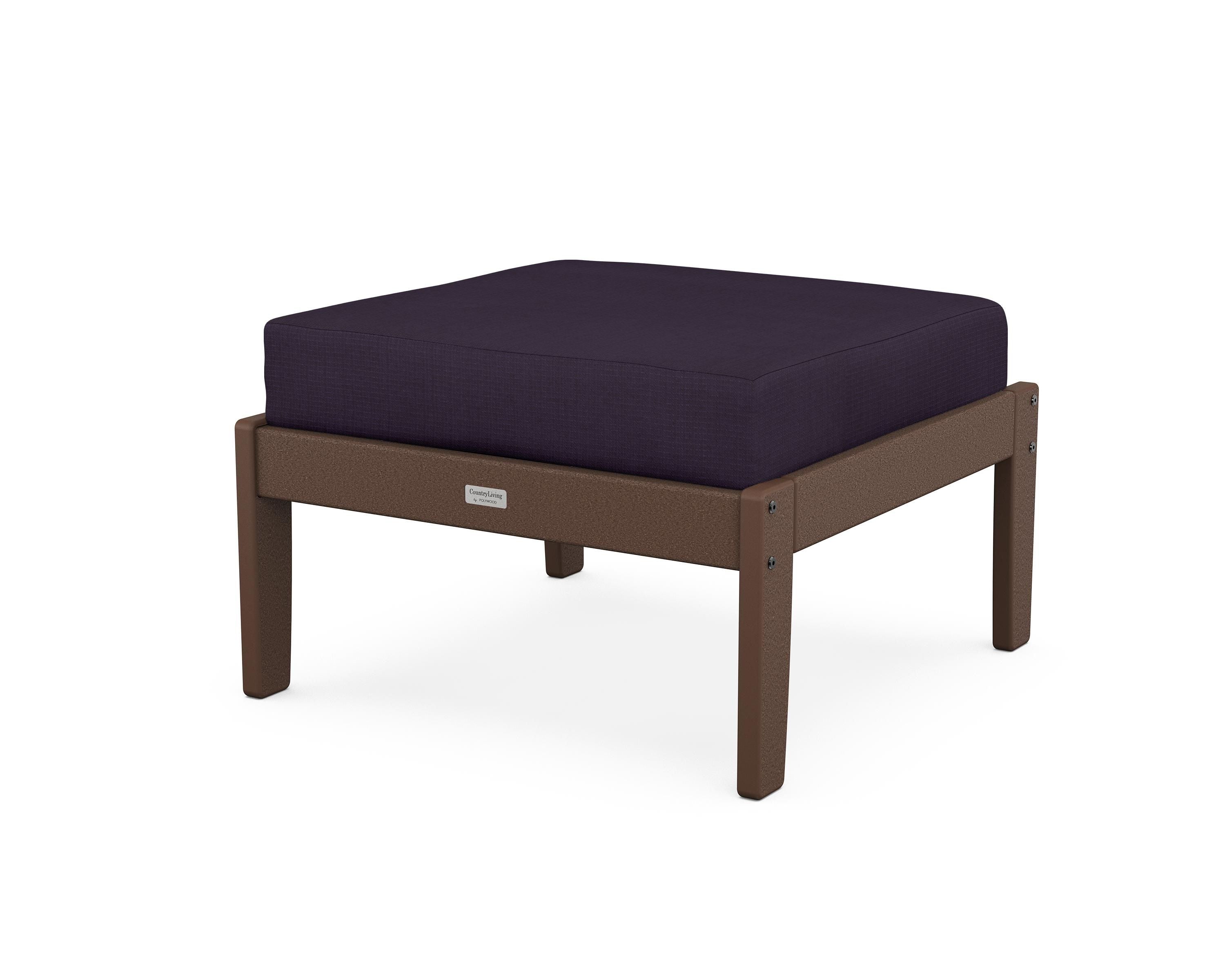 Country Living Cottage Deep Seating Ottoman in Mahogany / Navy Linen