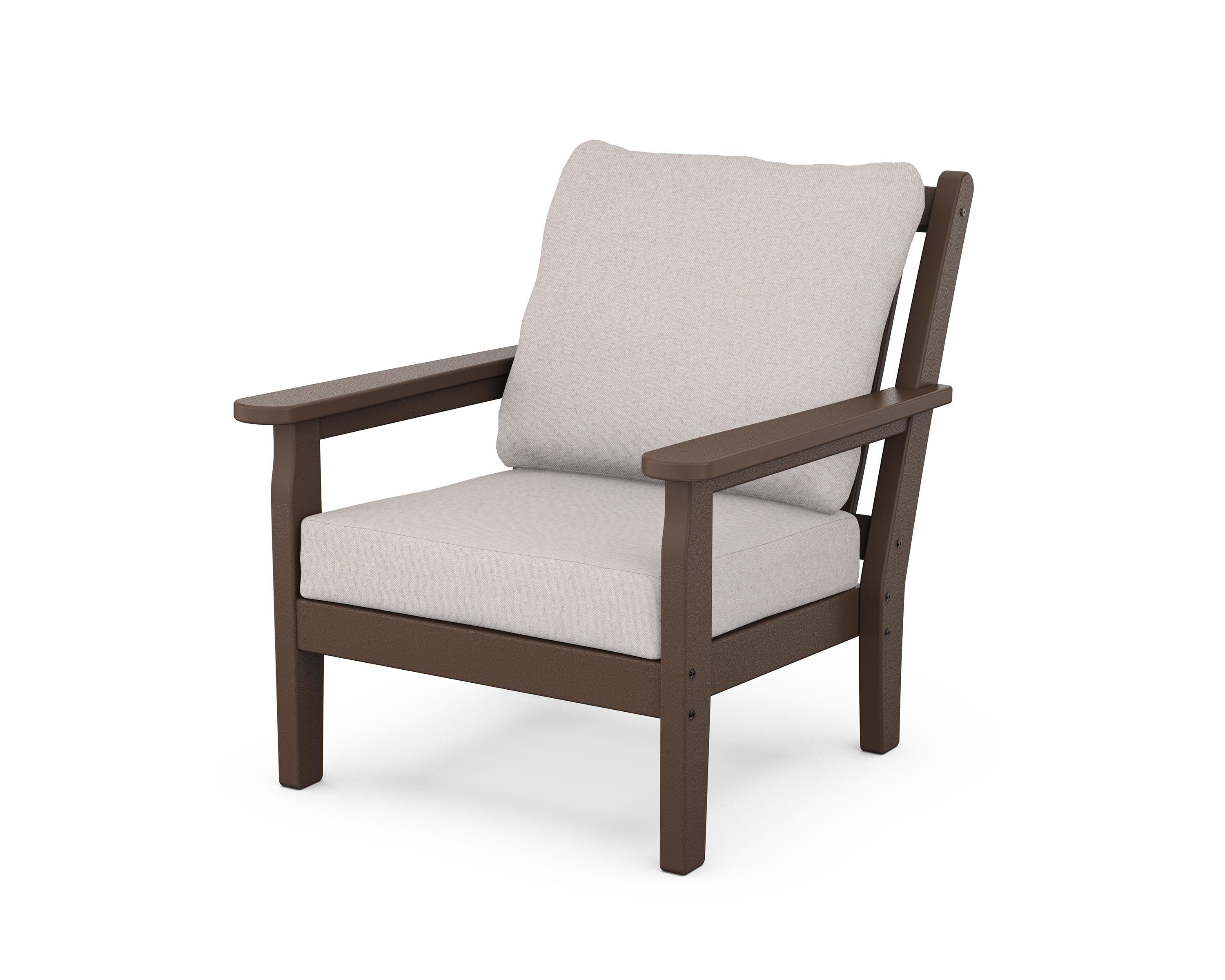 POLYWOOD® Chippendale Deep Seating Chair in Mahogany / Dune Burlap