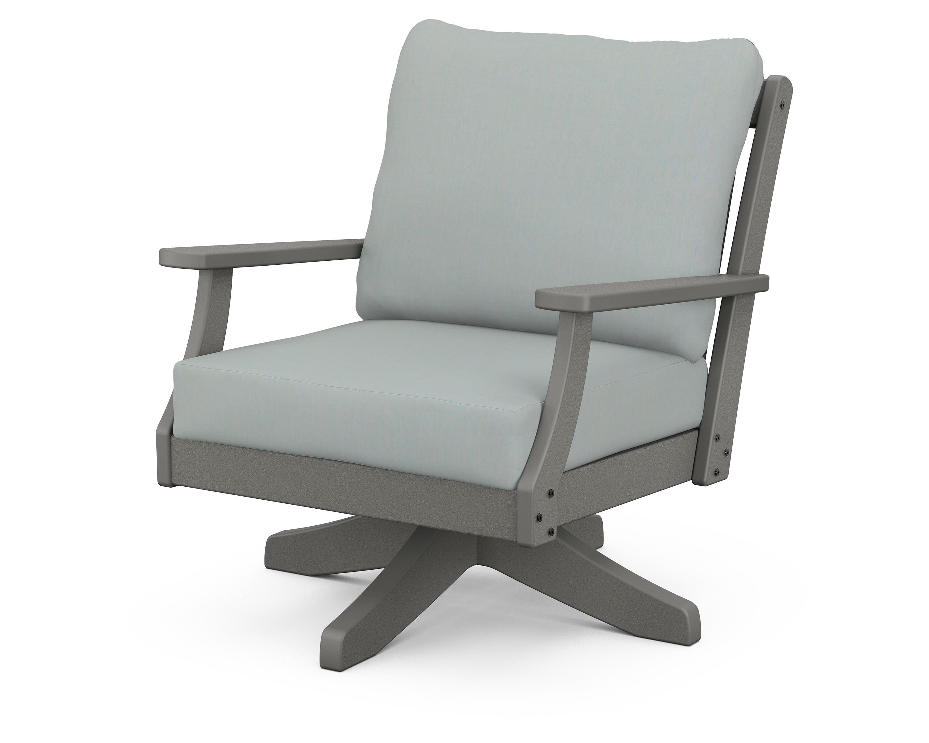 POLYWOOD® Braxton Deep Seating Swivel Chair in Slate Grey / Spa