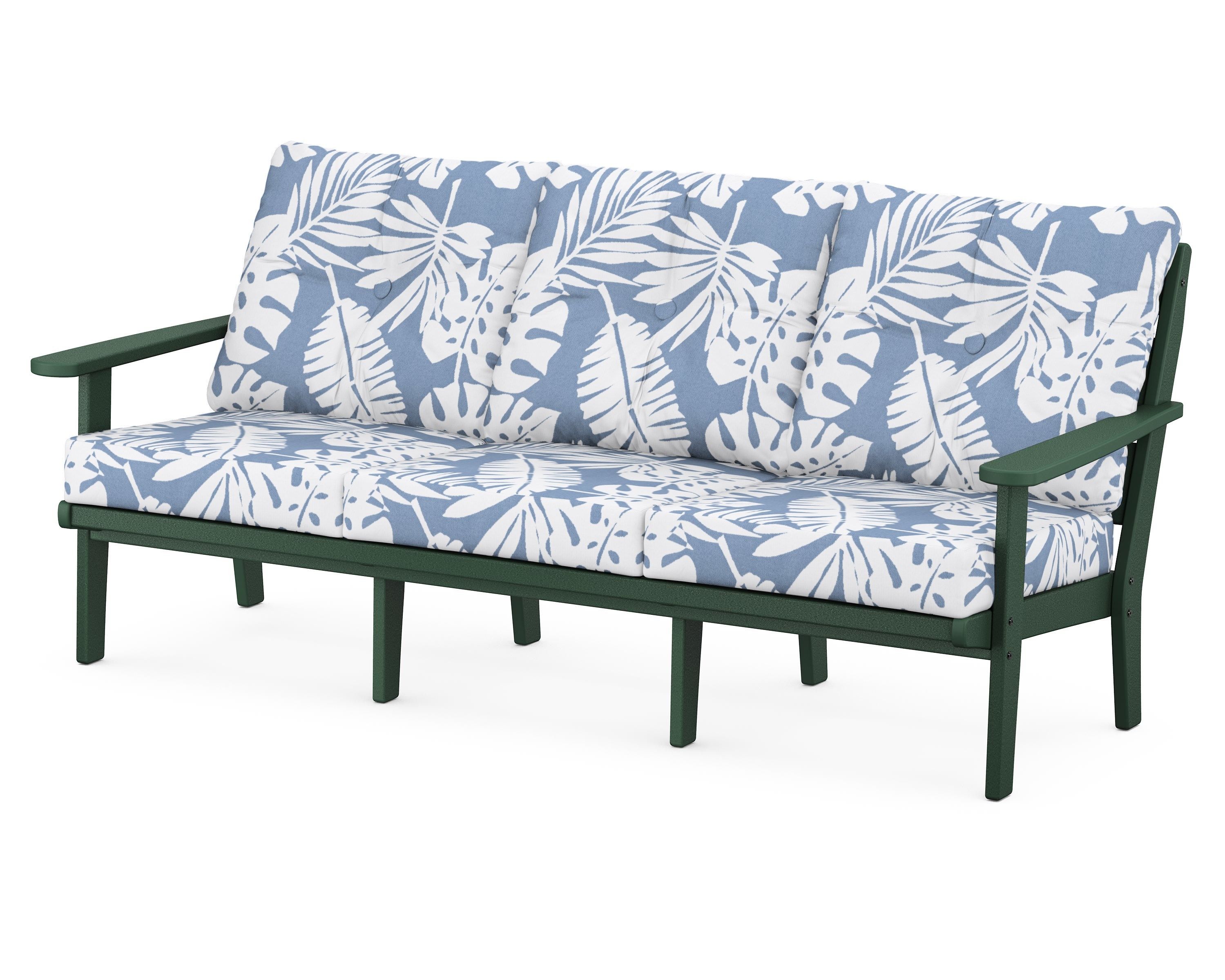 POLYWOOD® Lakeside Deep Seating Sofa in Green / Leaf Sky Blue