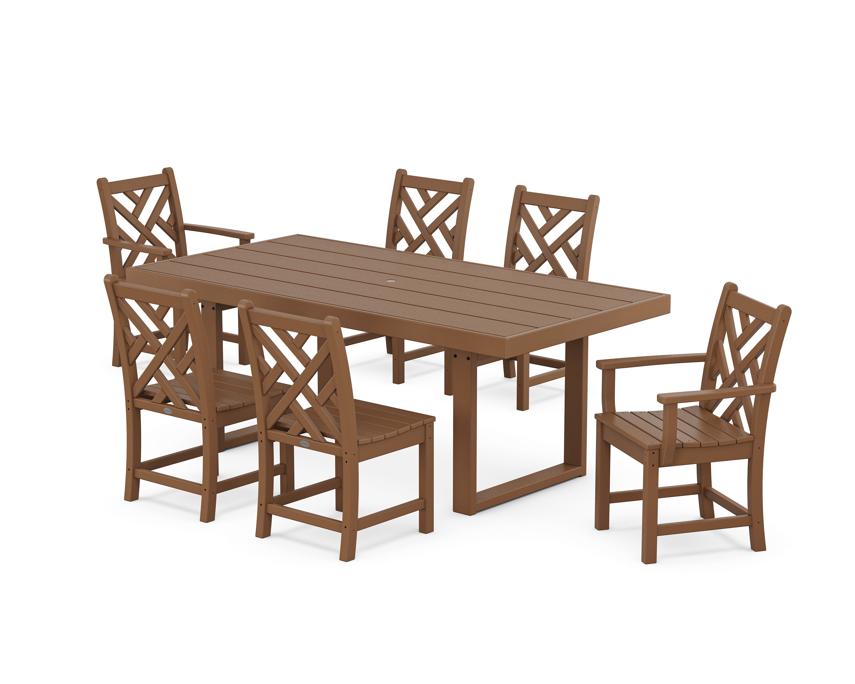 POLYWOOD® Chippendale 7-Piece Dining Set in Teak