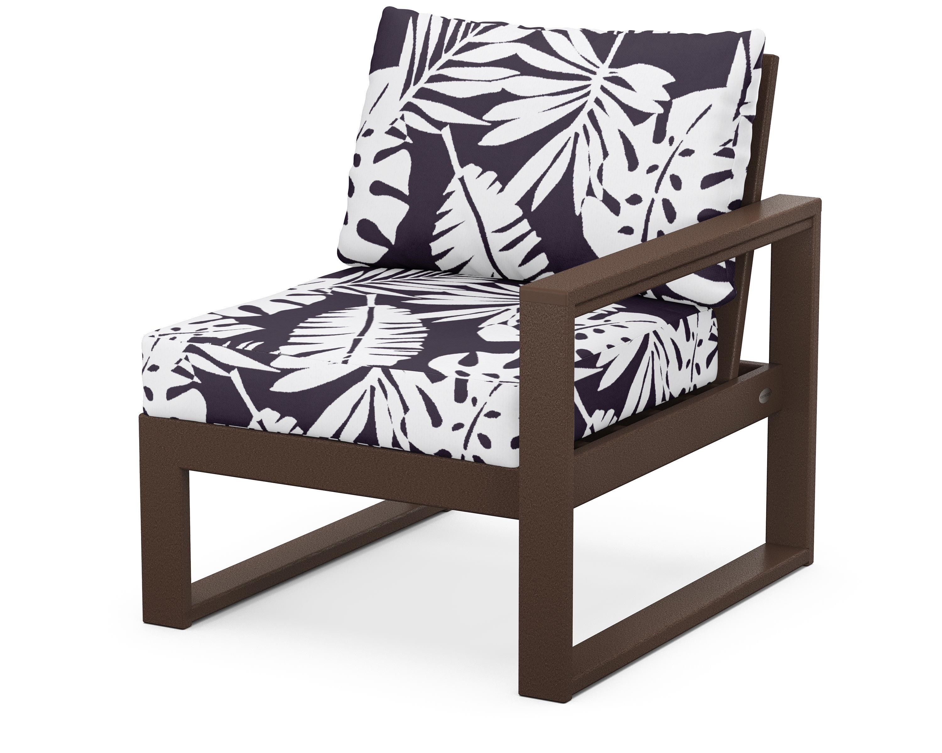 POLYWOOD® EDGE Modular Right Arm Chair in Mahogany / Leaf Navy